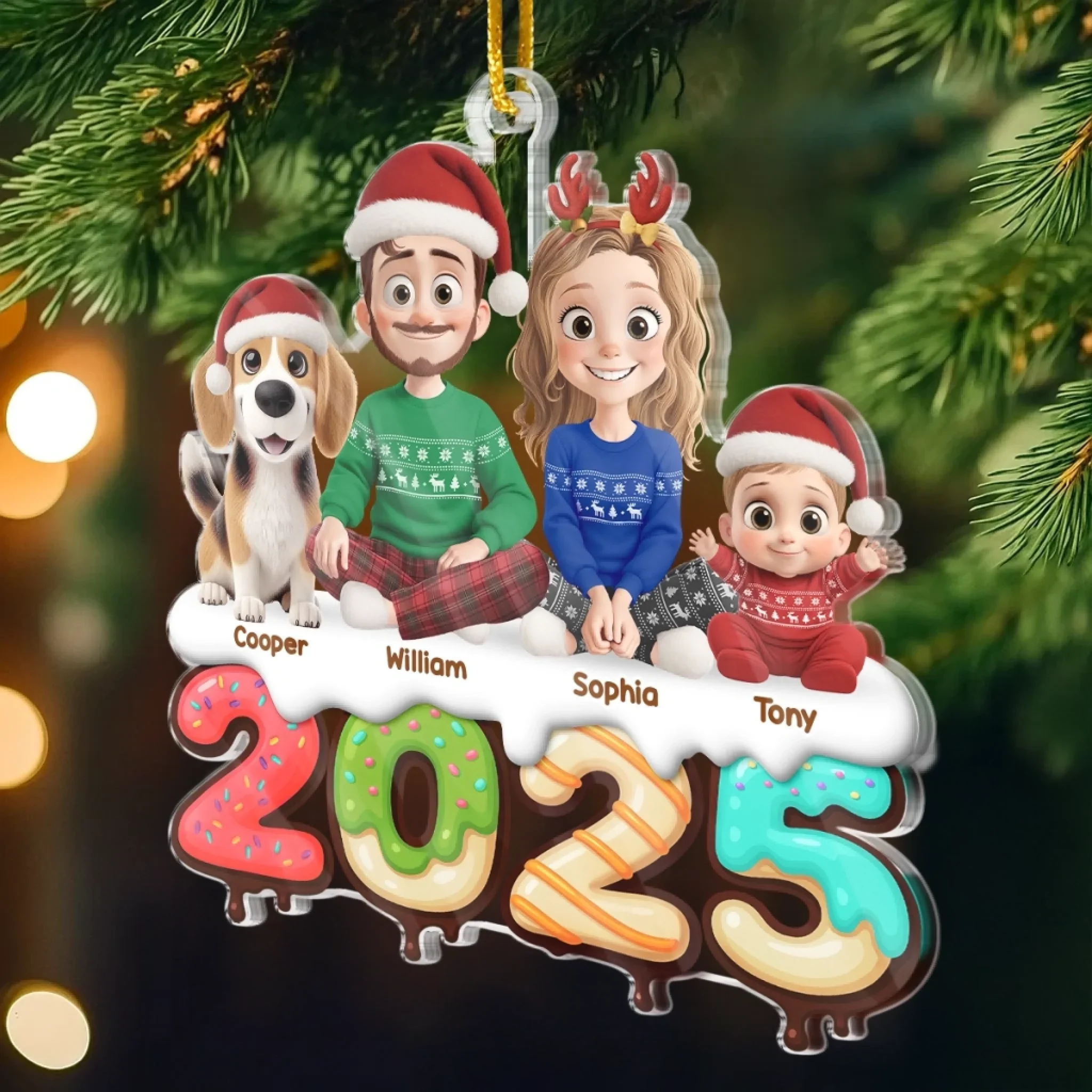 Custom Acrylic Ornament - Personalized Christmas Birthday Gifts For Family, Dog Cat Lovers - Our Family Our Forever - Image 3