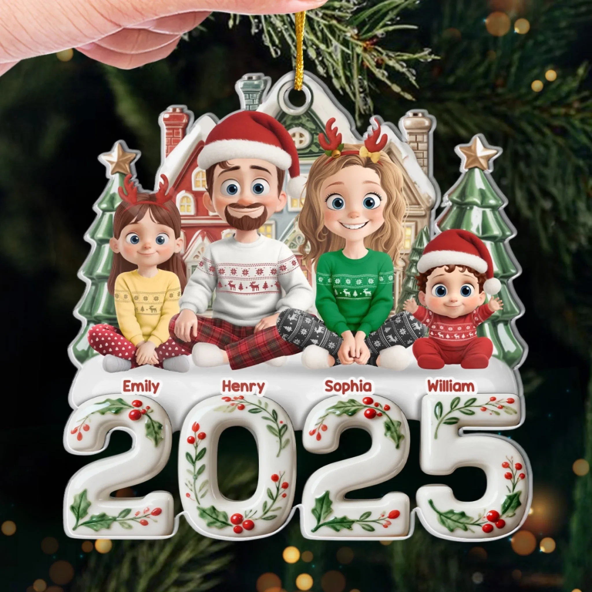 Custom Acrylic Ornament - Personalized Christmas Birthday Gifts For Family, Dog Cat Lovers - Where Hearts Meet, Holidays Begin - Image 4