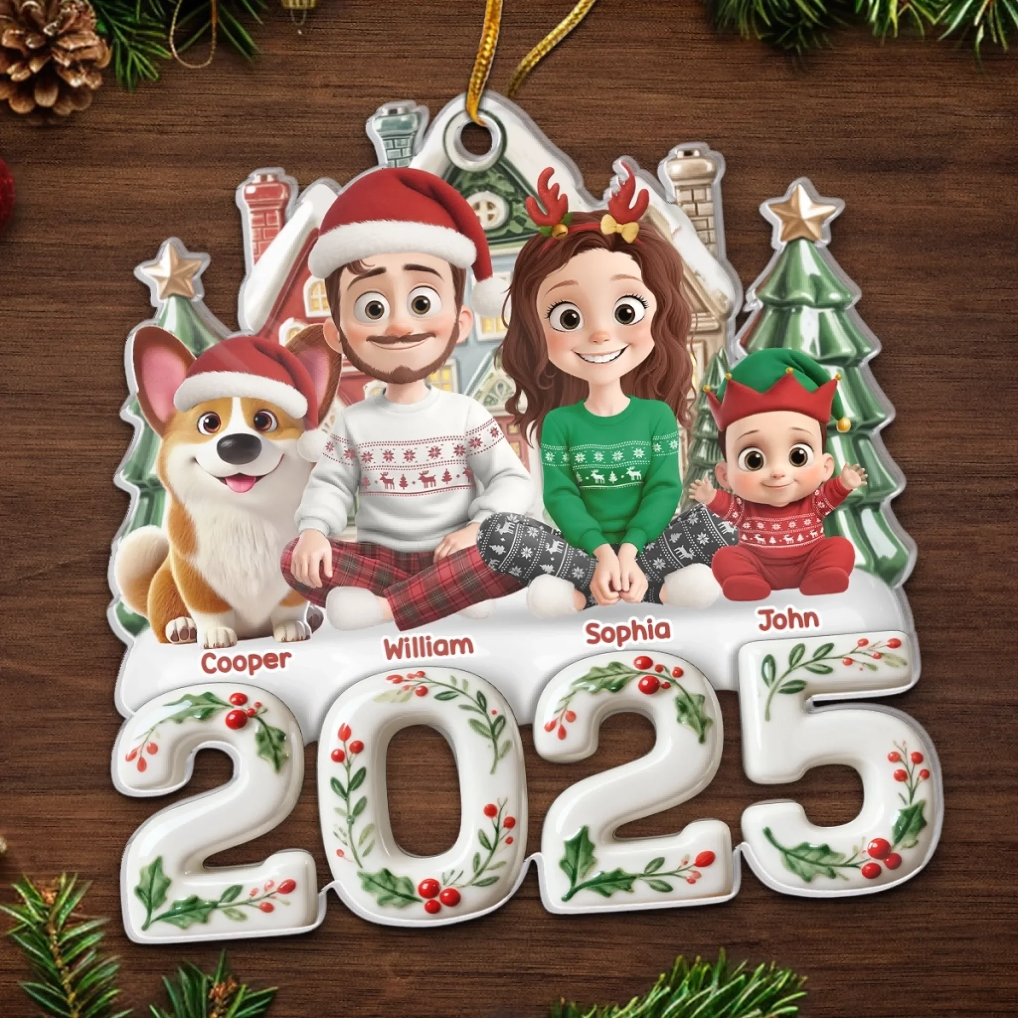 Custom Acrylic Ornament - Personalized Christmas Birthday Gifts For Family, Dog Cat Lovers - Where Hearts Meet, Holidays Begin - Image 5