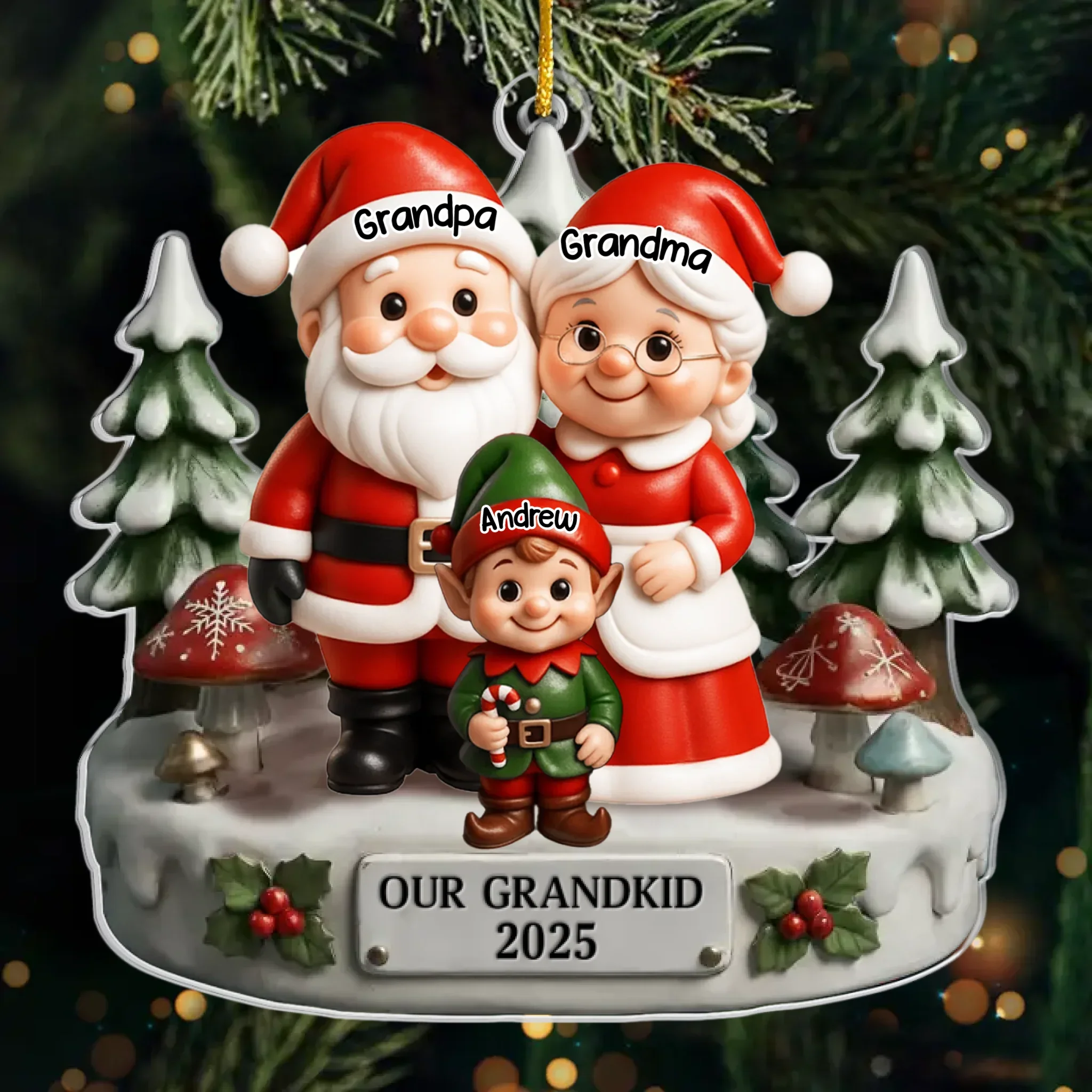 Custom Acrylic Ornament - Personalized Christmas Birthday Gifts For Grandpa, Grandma - Smiles Shine Bright Waiting For Santa - Image 2