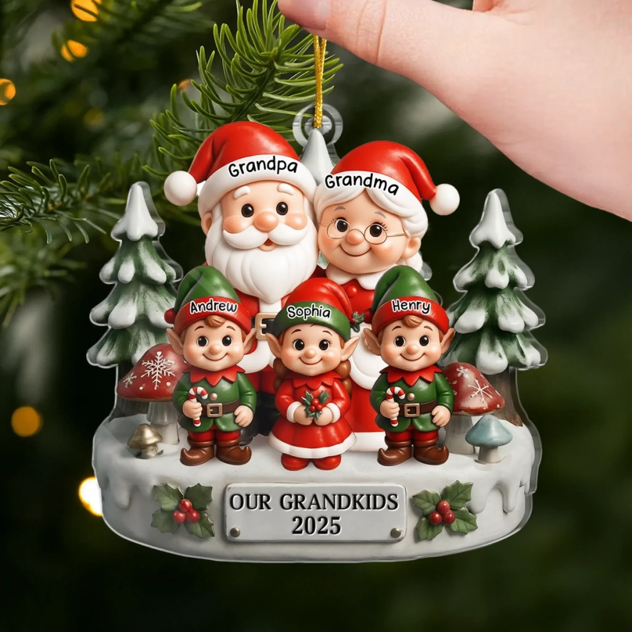 Custom Acrylic Ornament - Personalized Christmas Birthday Gifts For Grandpa, Grandma - Smiles Shine Bright Waiting For Santa - Image 4