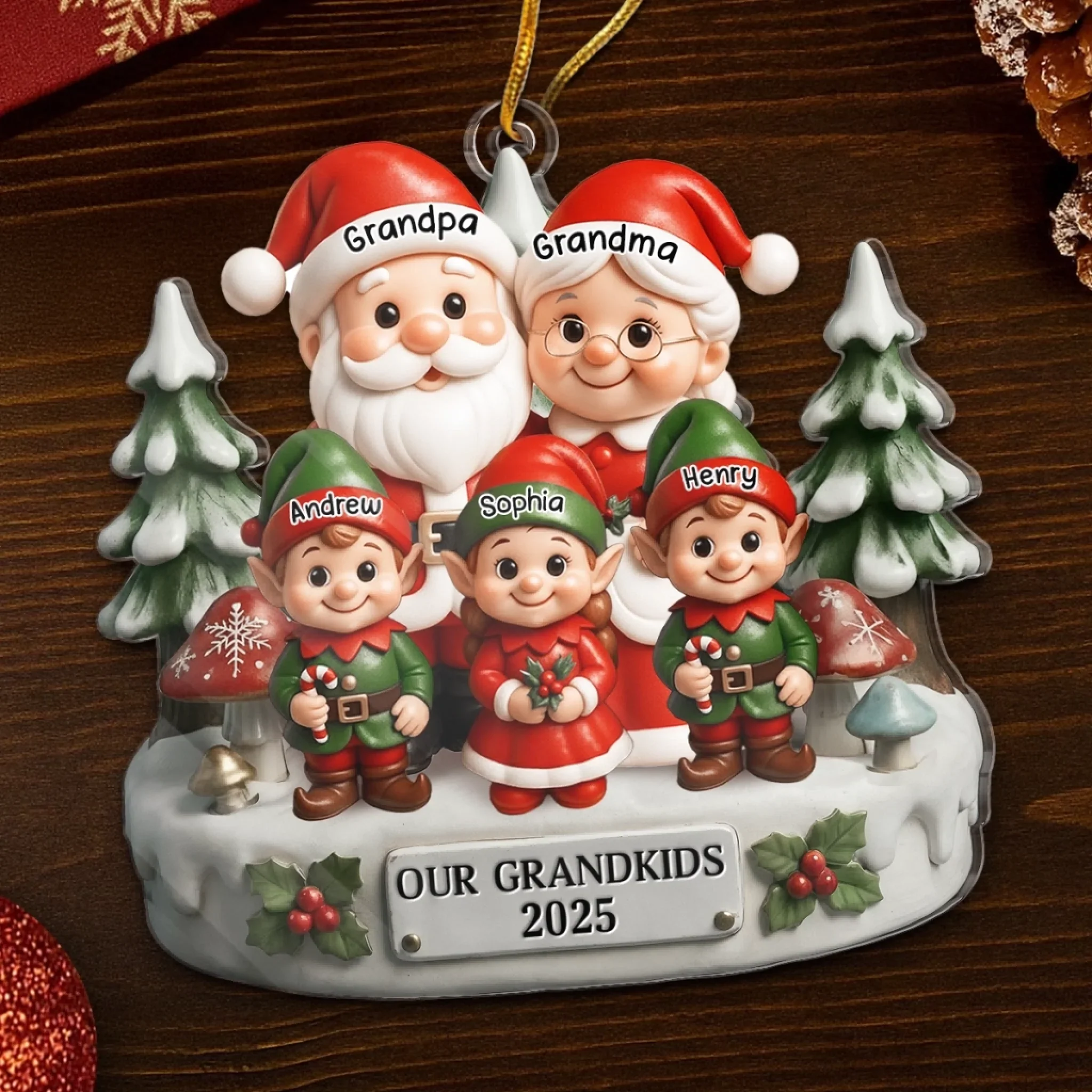 Custom Acrylic Ornament - Personalized Christmas Birthday Gifts For Grandpa, Grandma - Smiles Shine Bright Waiting For Santa - Image 5