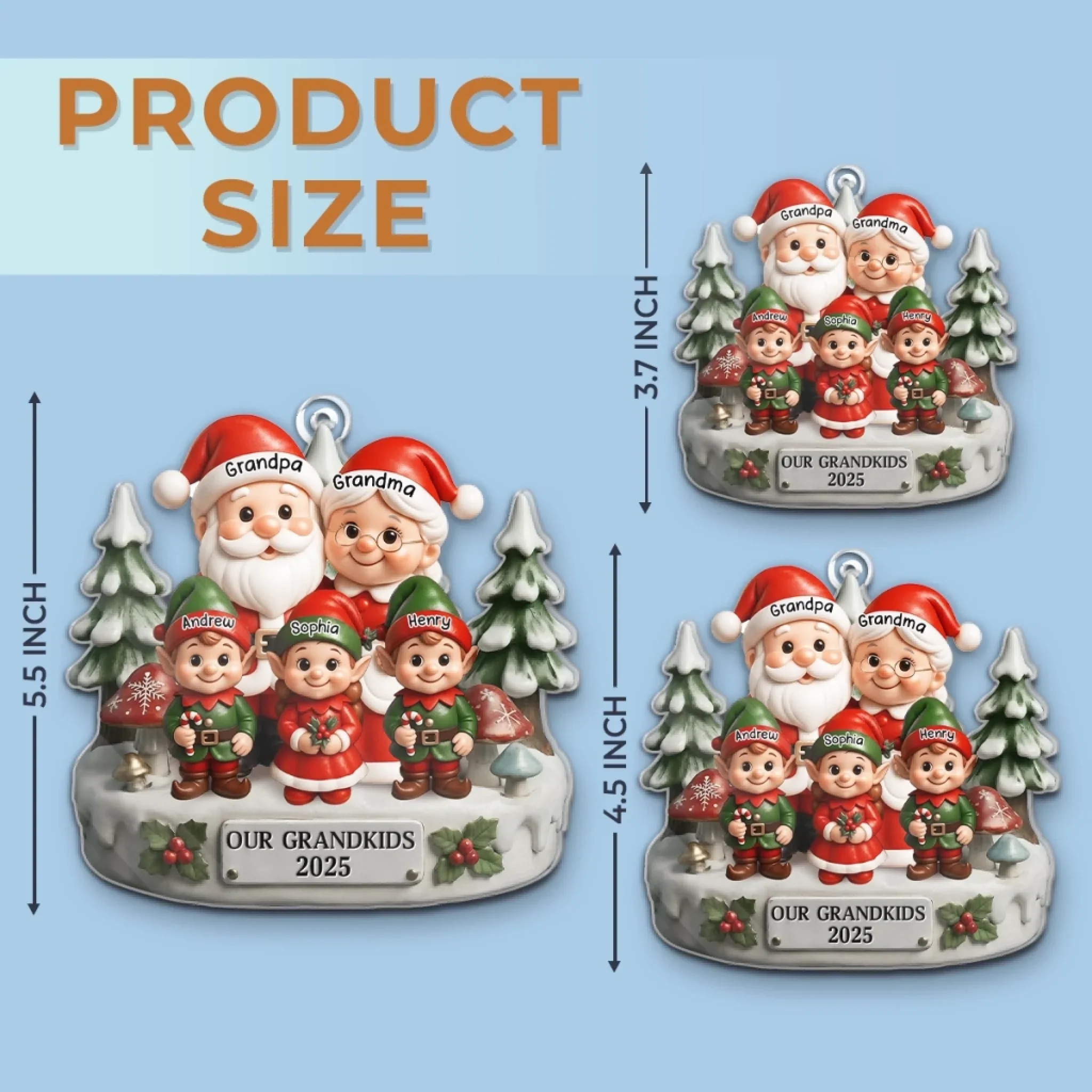 Custom Acrylic Ornament - Personalized Christmas Birthday Gifts For Grandpa, Grandma - Smiles Shine Bright Waiting For Santa - Image 6