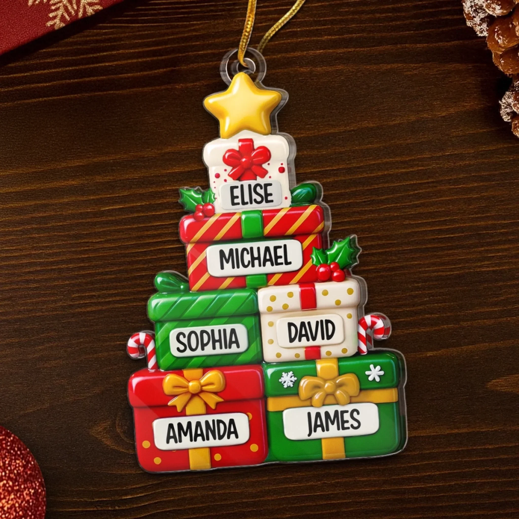 Custom Acrylic Ornament - Personalized Christmas Birthday Gifts For Mom, Dad, Brother, Sister, Kids - Family Love Lights Christmas - Image 5