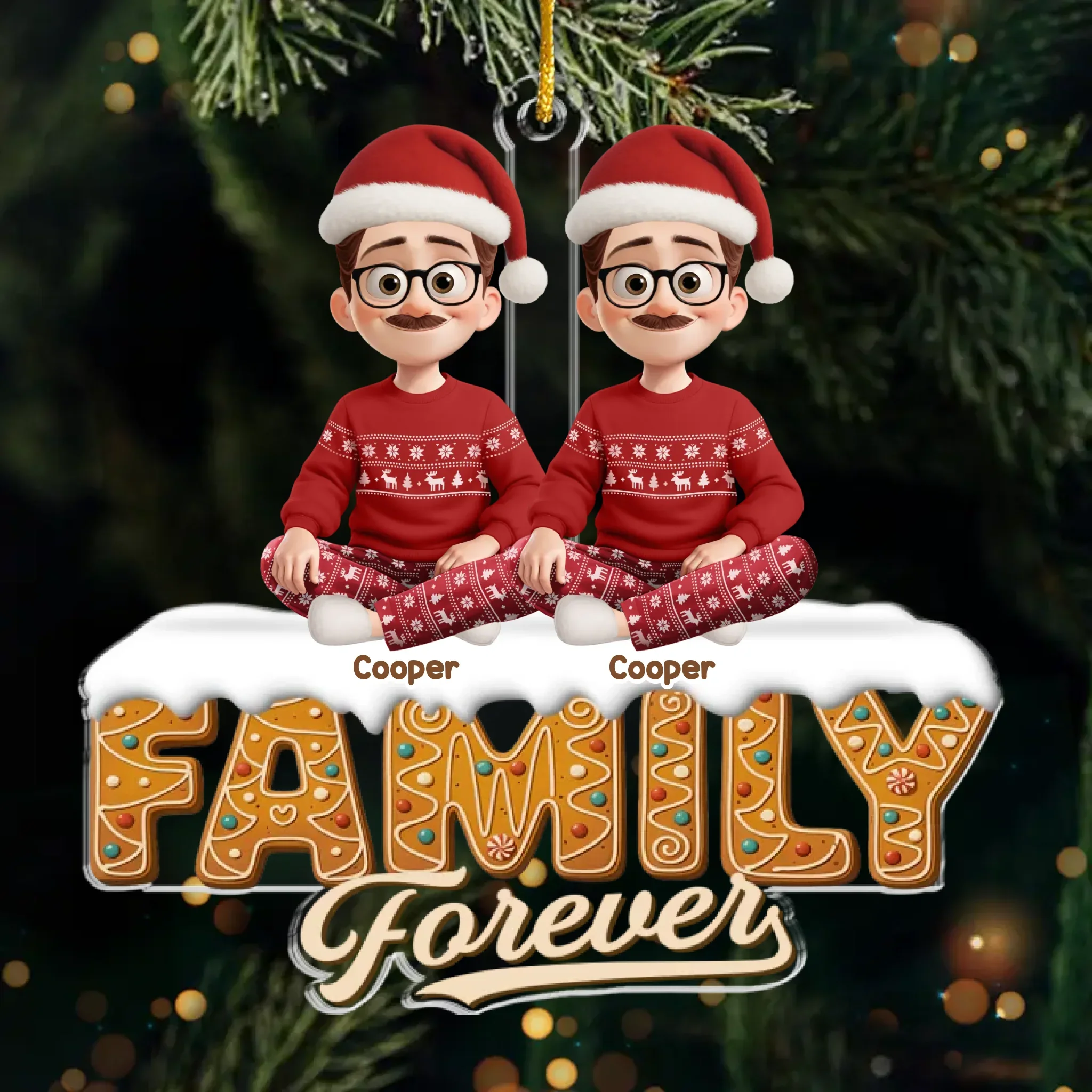 Custom Acrylic Ornament - Personalized Christmas Birthday Gifts For Mom, Dad, Brother, Sister, Kids - Forever Stuck With Each Other - Image 2