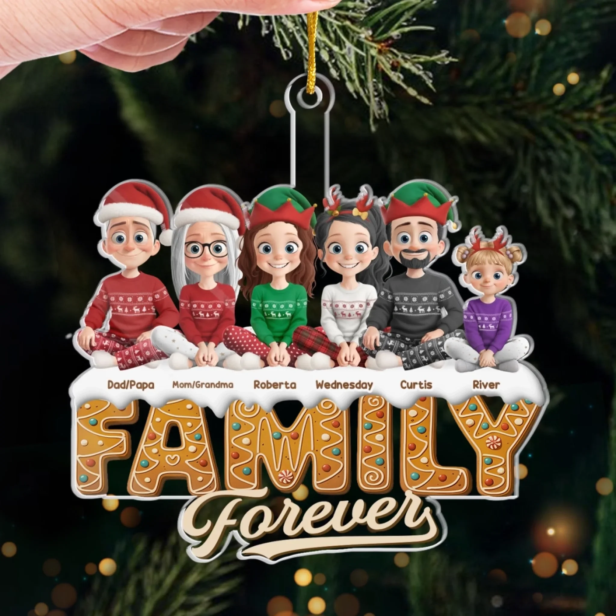 Custom Acrylic Ornament - Personalized Christmas Birthday Gifts For Mom, Dad, Brother, Sister, Kids - Forever Stuck With Each Other - Image 4