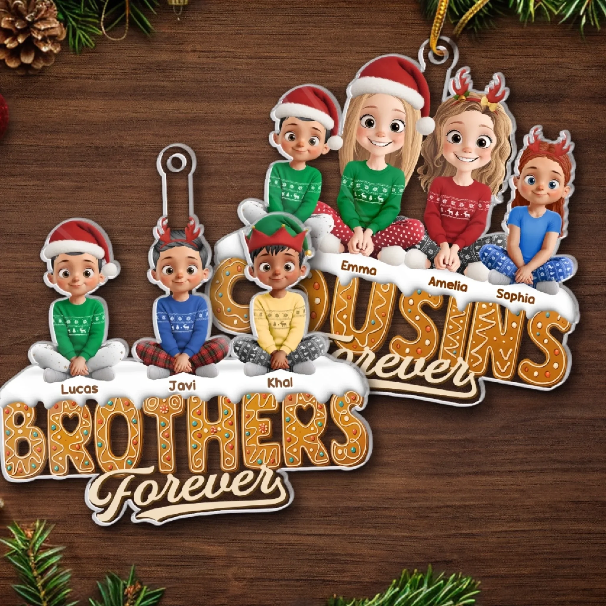 Custom Acrylic Ornament - Personalized Christmas Birthday Gifts For Mom, Dad, Brother, Sister, Kids - Forever Stuck With Each Other - Image 5