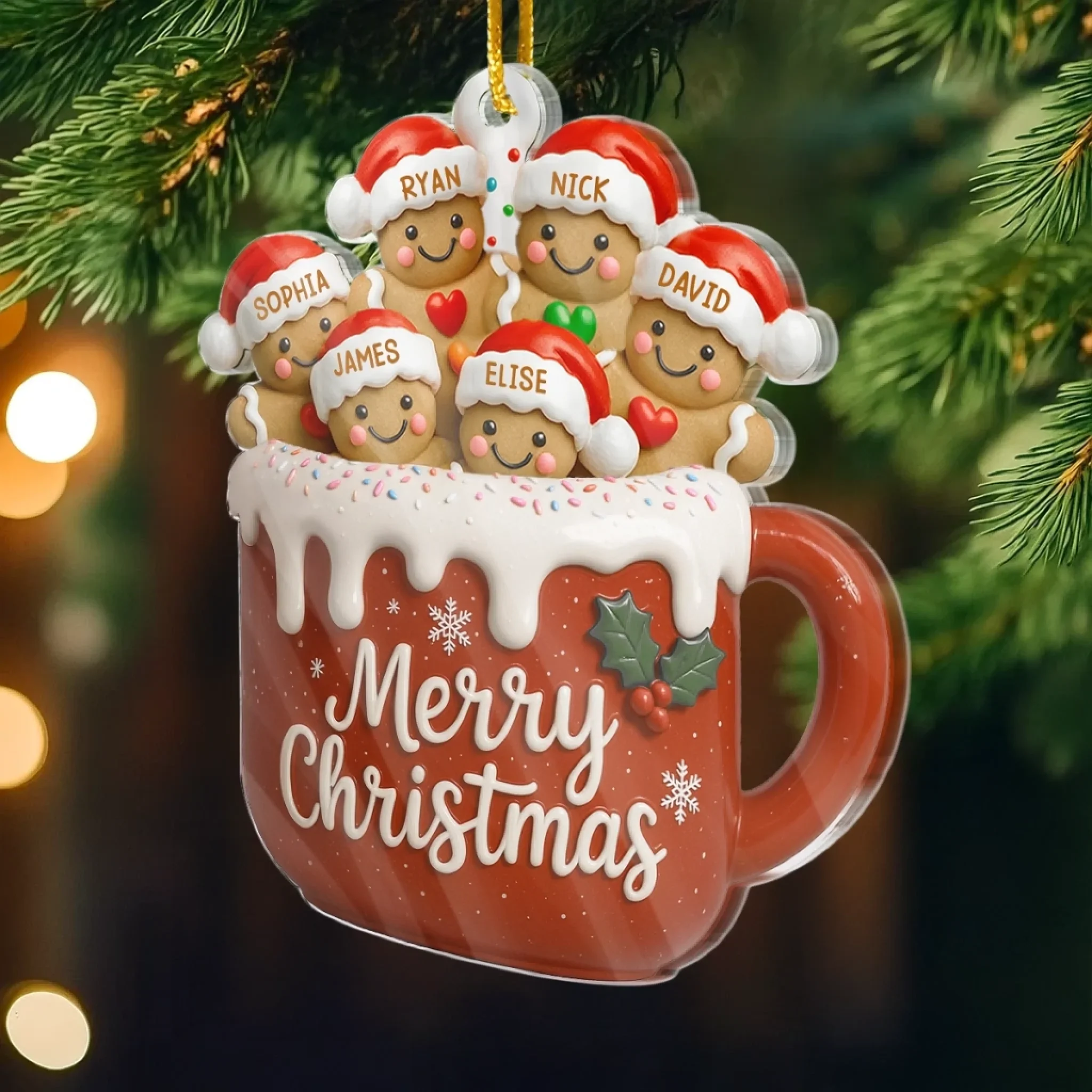 Custom Acrylic Ornament - Personalized Christmas Birthday Gifts For Mom, Dad, Brother, Sister, Kids - Love Makes Us Melt - Image 3