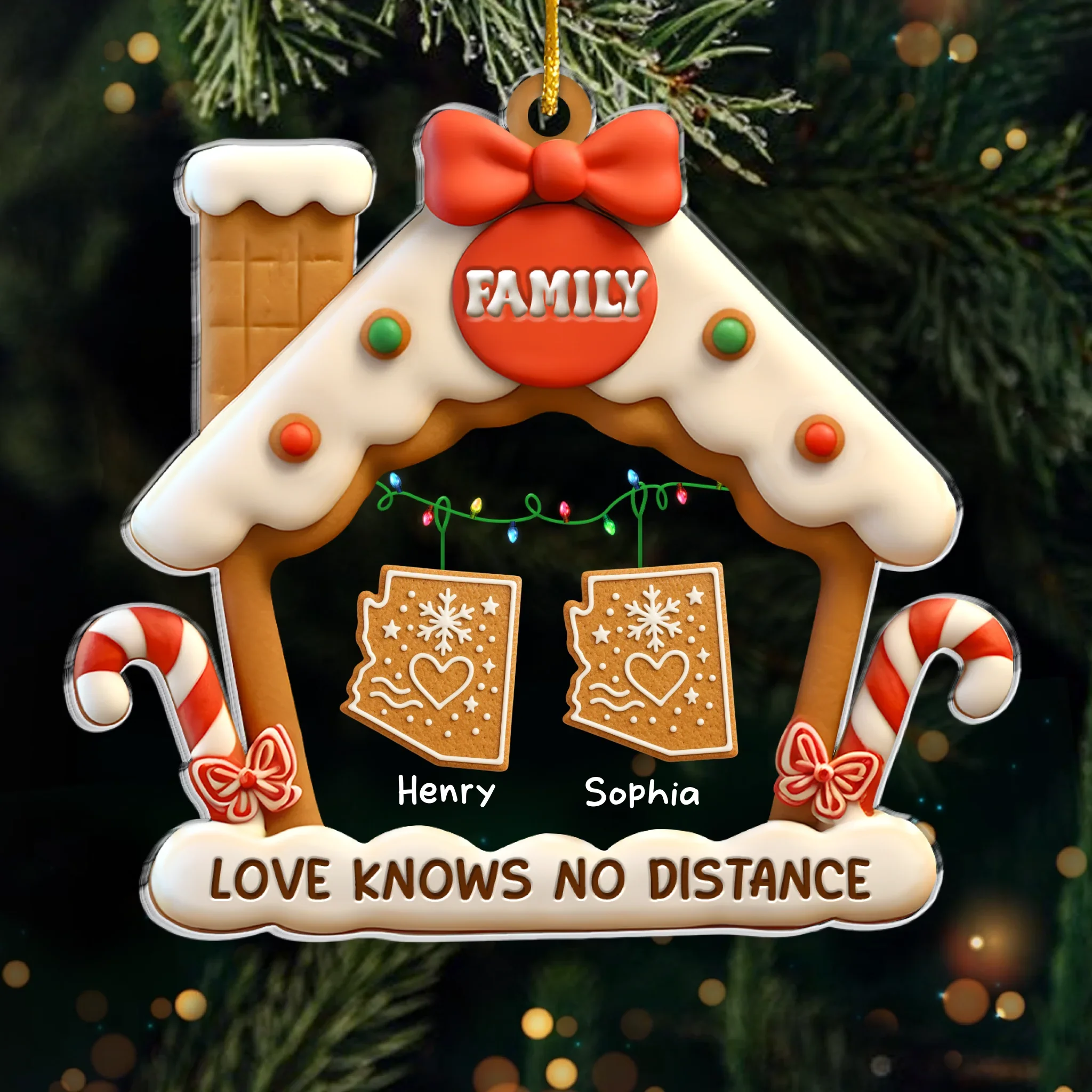 Custom Long Distance Acrylic Ornament - Personalized Christmas Birthday Gifts For Mom, Dad, Kids - Always Together, No Matter Where - Image 2