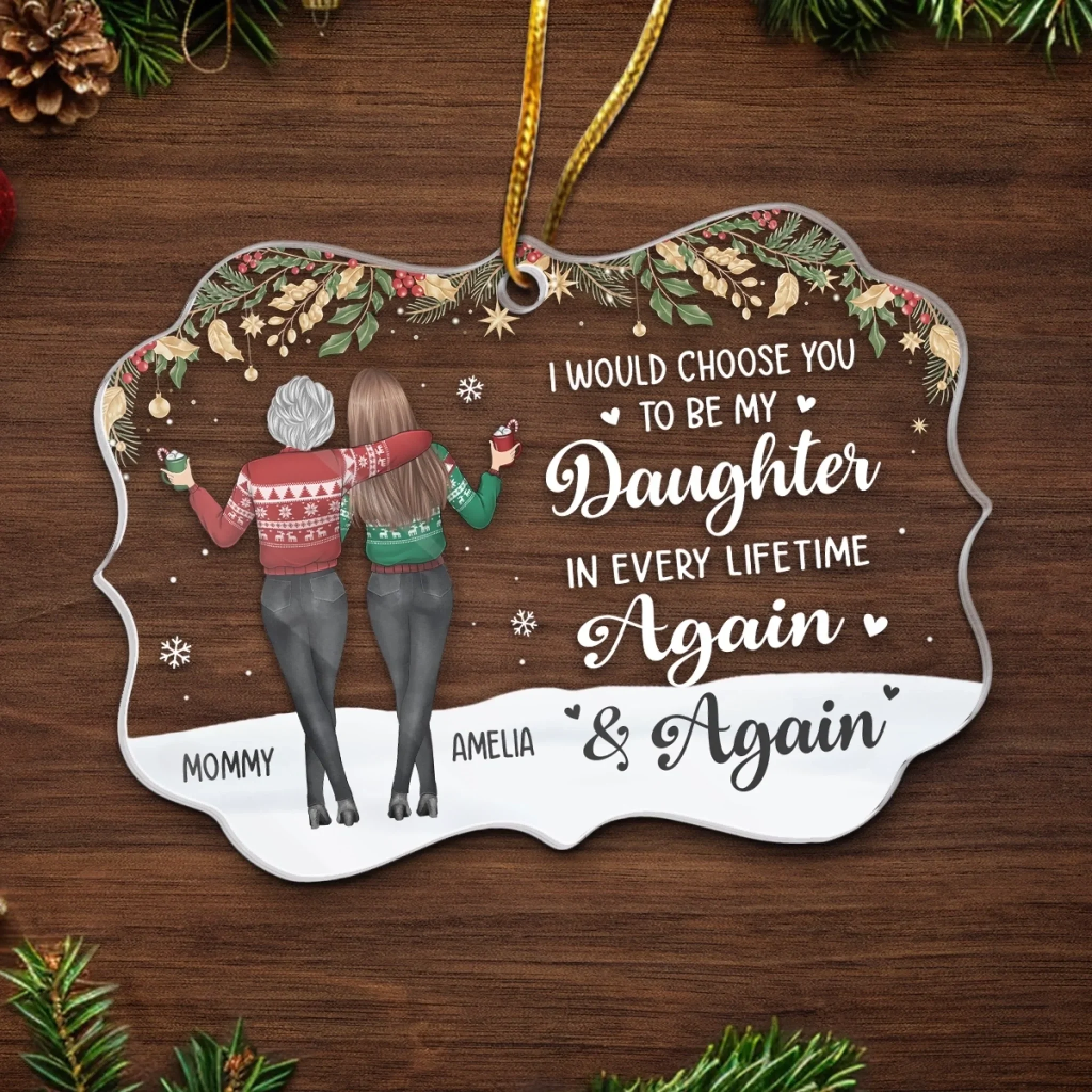 Custom Acrylic Ornament - Personalized Christmas Birthday Gifts For Mom, Daughter - Mom And Me, Always We - Image 5