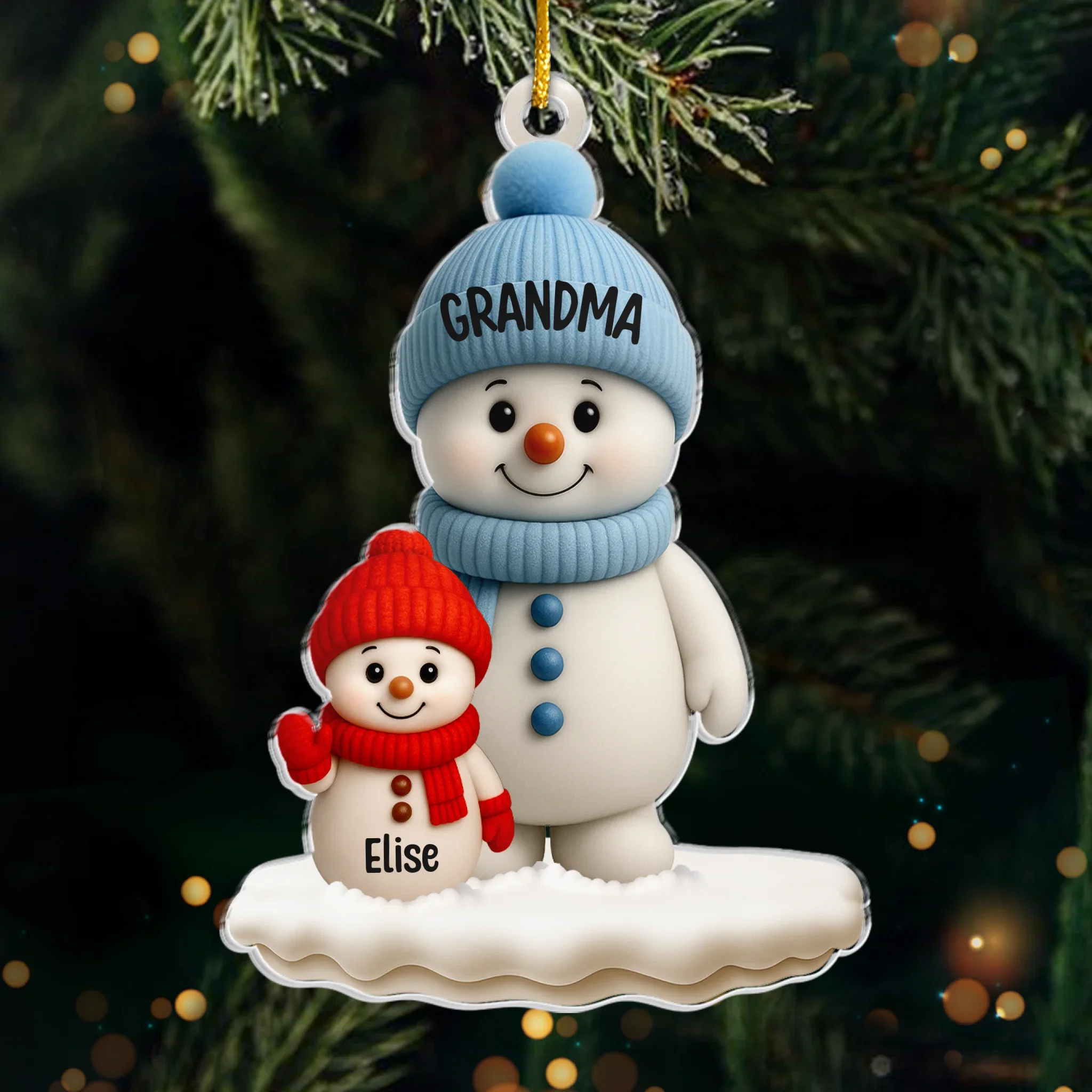 Custom Acrylic Ornament - Personalized Christmas Birthday Gifts For Mom, Grandma - Frosty Family Fun - Image 2