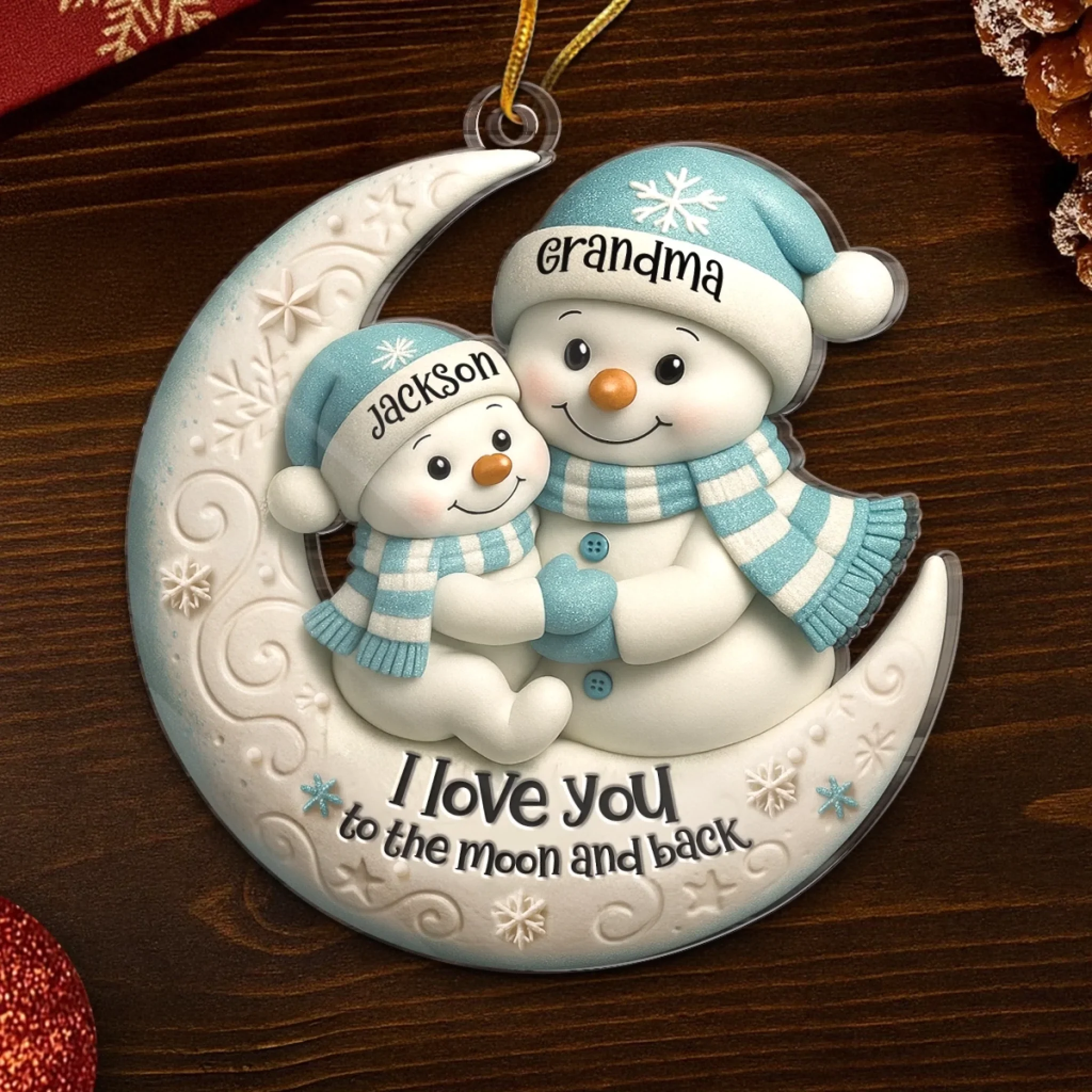 Custom Acrylic Ornament - Personalized Christmas Birthday Gifts For Mom, Grandma - Love You To The Moon - Image 5
