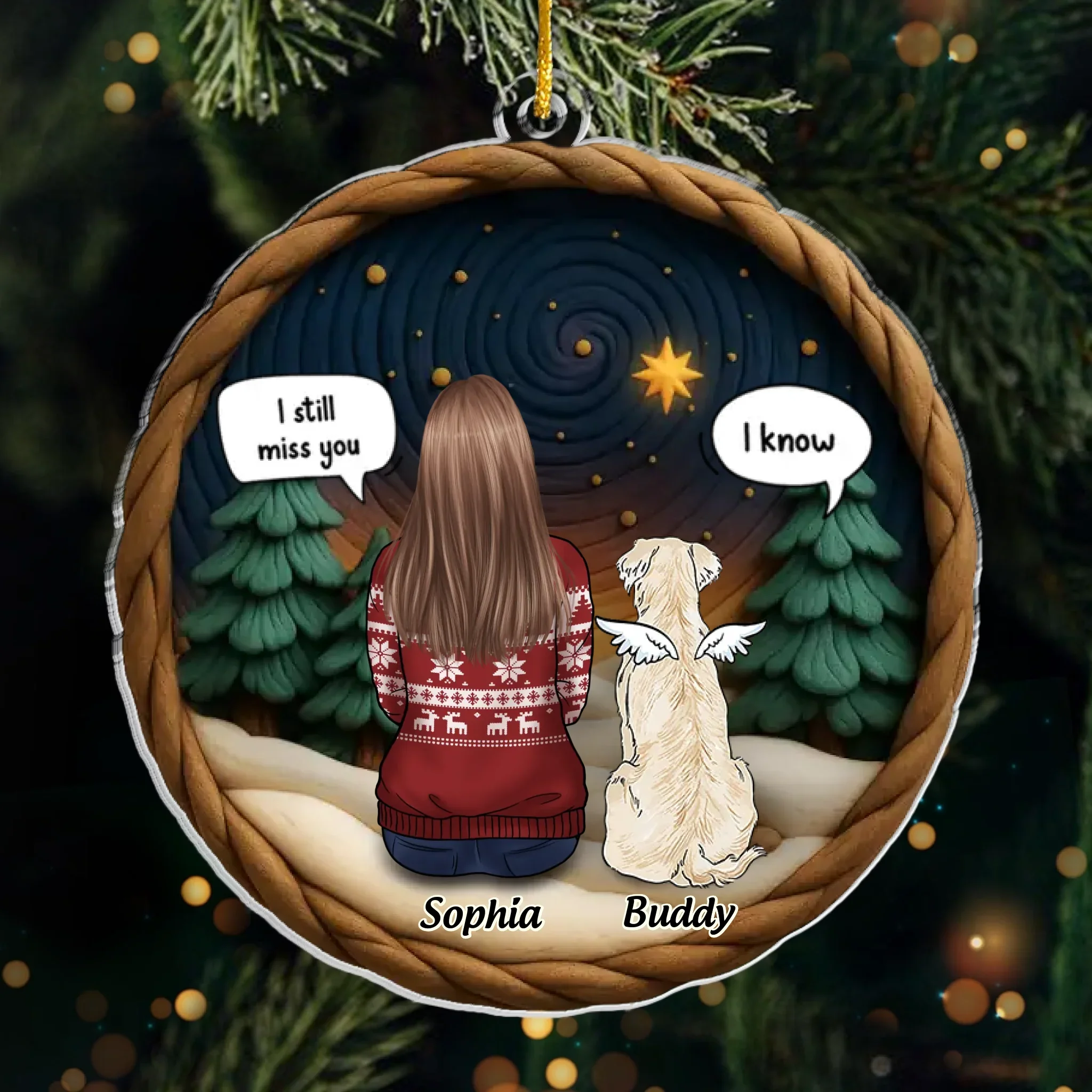 Custom Acrylic Ornament - Personalized Pet Christmas Memorial Sympathy Gifts For Dogs - Fur Ever In My Heart - Image 2