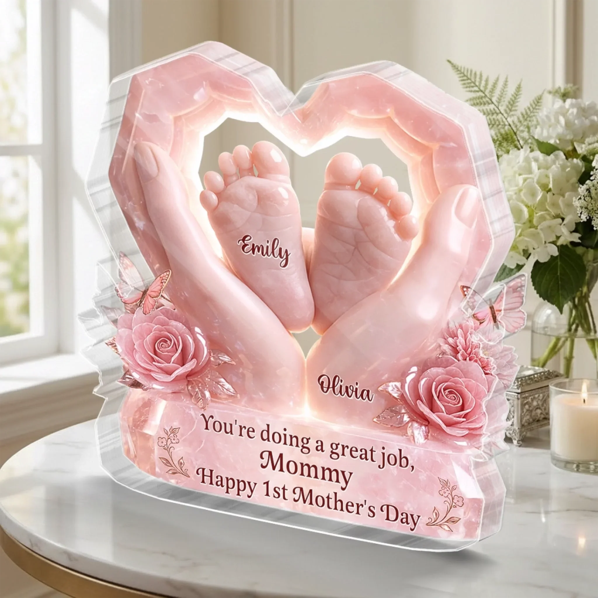 Custom Acrylic Plaque - Personalized Baby Shower, Gender Reveal Gifts For New Moms, New Parents - Welcome Our Little Miracle - Image 2
