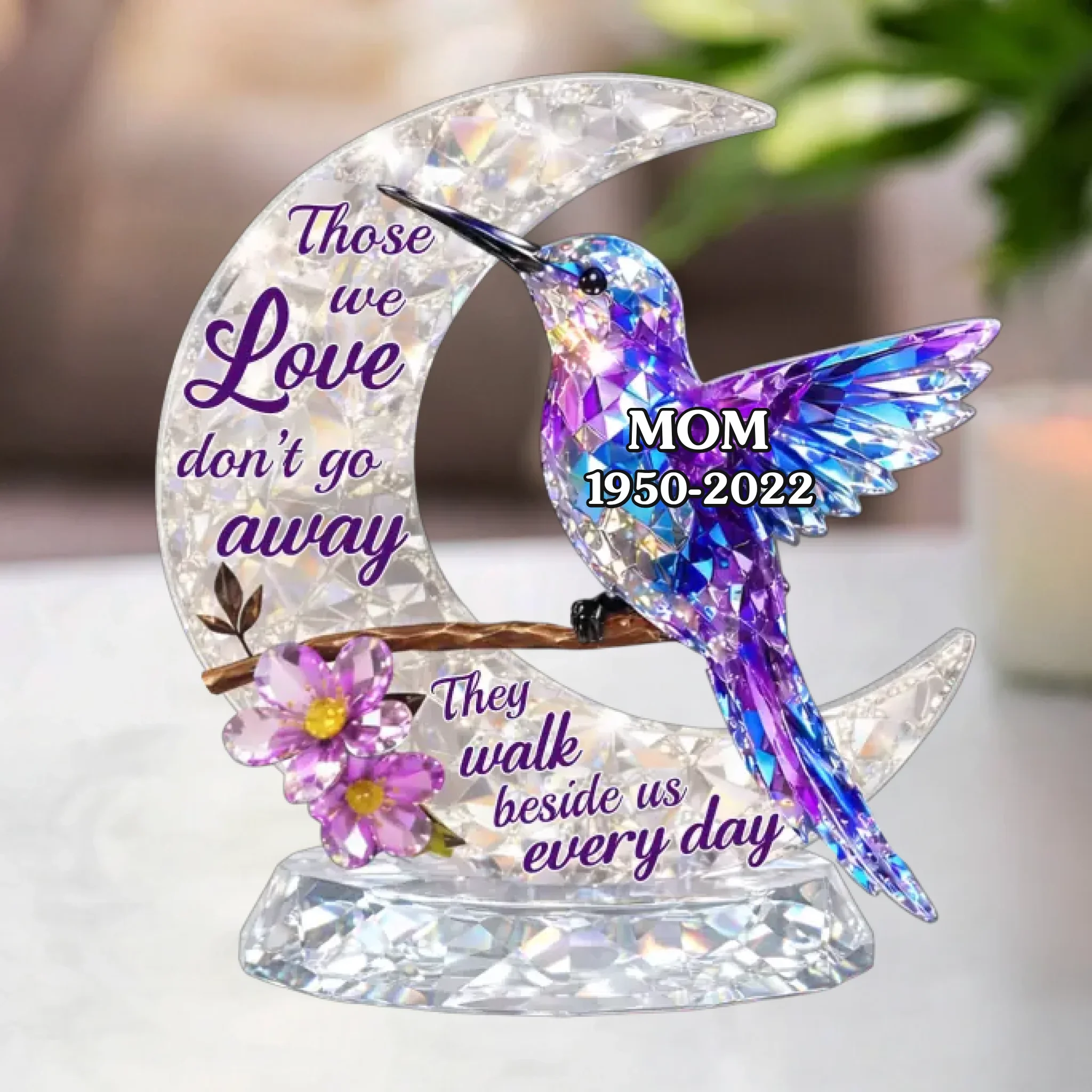 Custom Acrylic Plaque - Personalized Memorial Sympathy Gifts For Loss Of Mom, Dad - Love Never Dies - Image 2