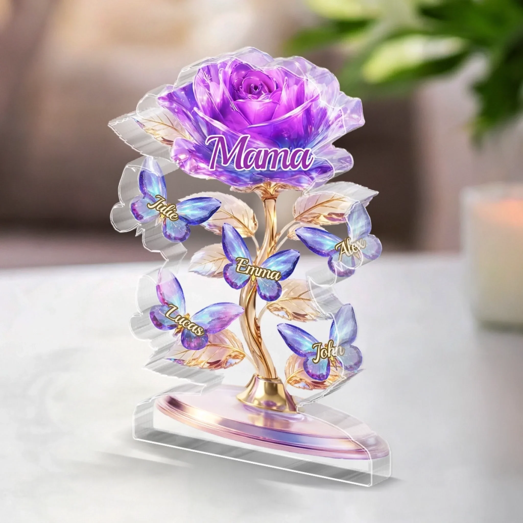Custom Acrylic Plaque - Personalized Mother's Day Gifts For Mom, Grandma - A Crystal Garden Of Love - Image 3