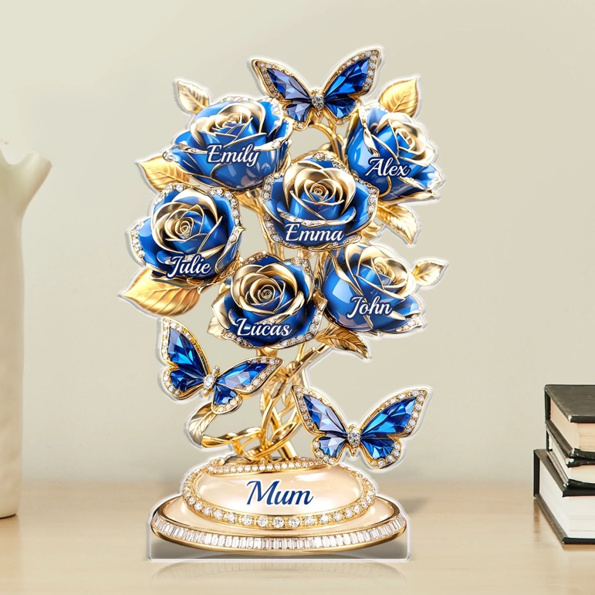 Custom Acrylic Plaque - Personalized Mother's Day Gifts For Mum, Grandma - Forever Written In Petals - Image 3
