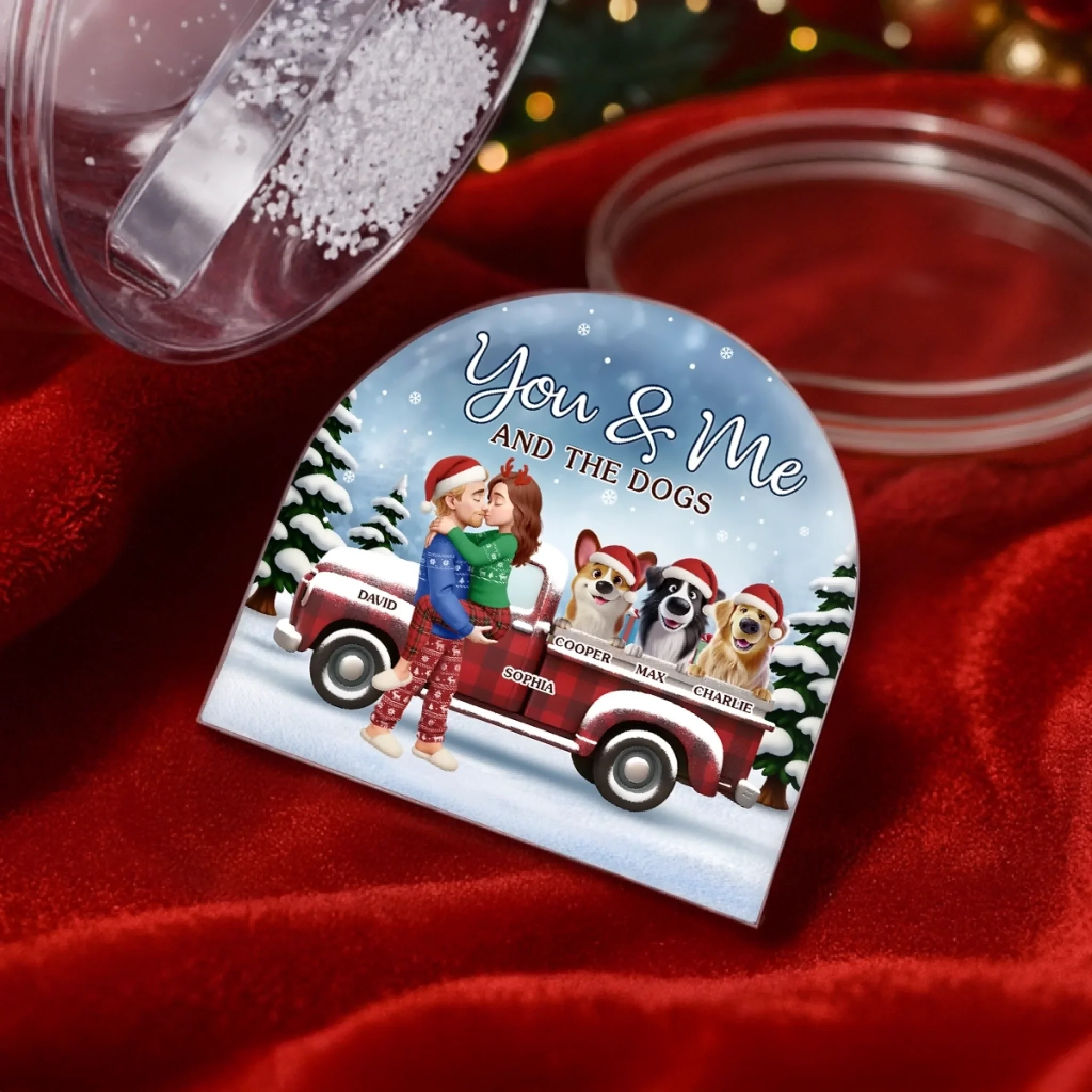 Custom Acrylic Snow Globe - Personalized  Anniversary Christmas Wedding Gifts For Husband And Wife, Dog Dad And Mom - Pawsitively In Love - Image 4