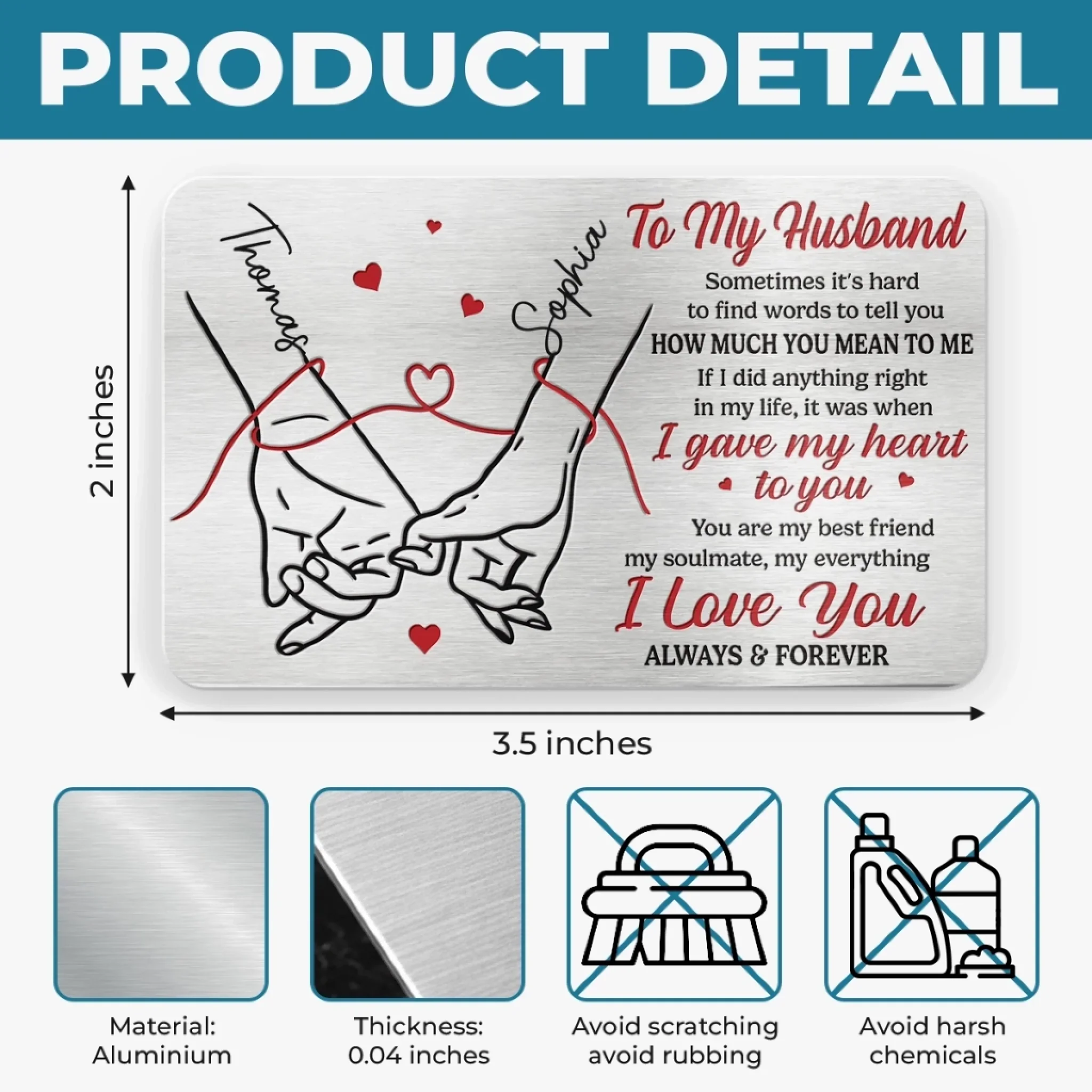 Custom Aluminum Wallet Card - Personalized Anniversary Wedding Gifts For Husband And Wife, Him And Her - Always Choosing You - Image 4