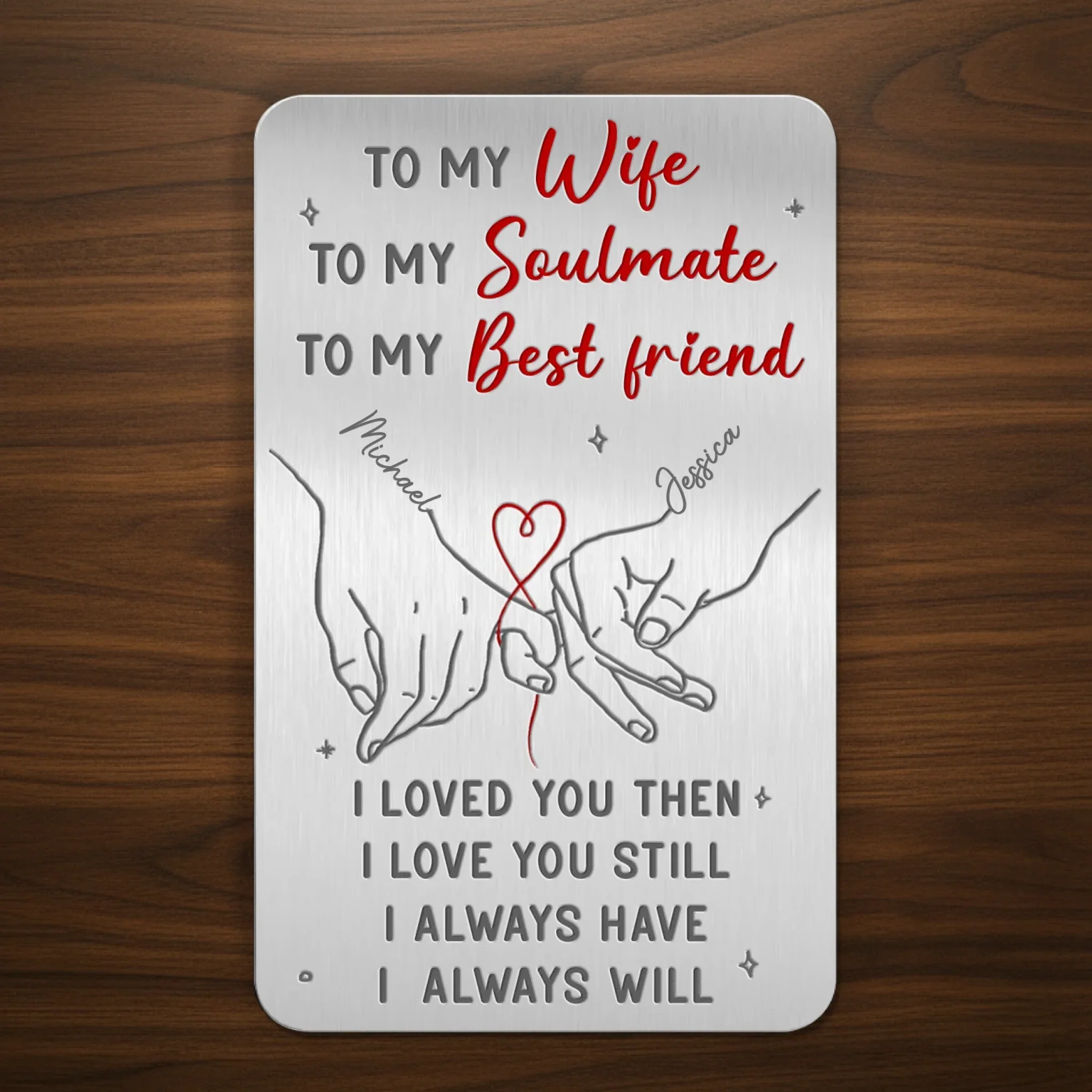 Custom Aluminum Wallet Card - Personalized Anniversary Wedding Gifts For Husband And Wife, Him And Her - Two Hearts Growing Forward - Image 2