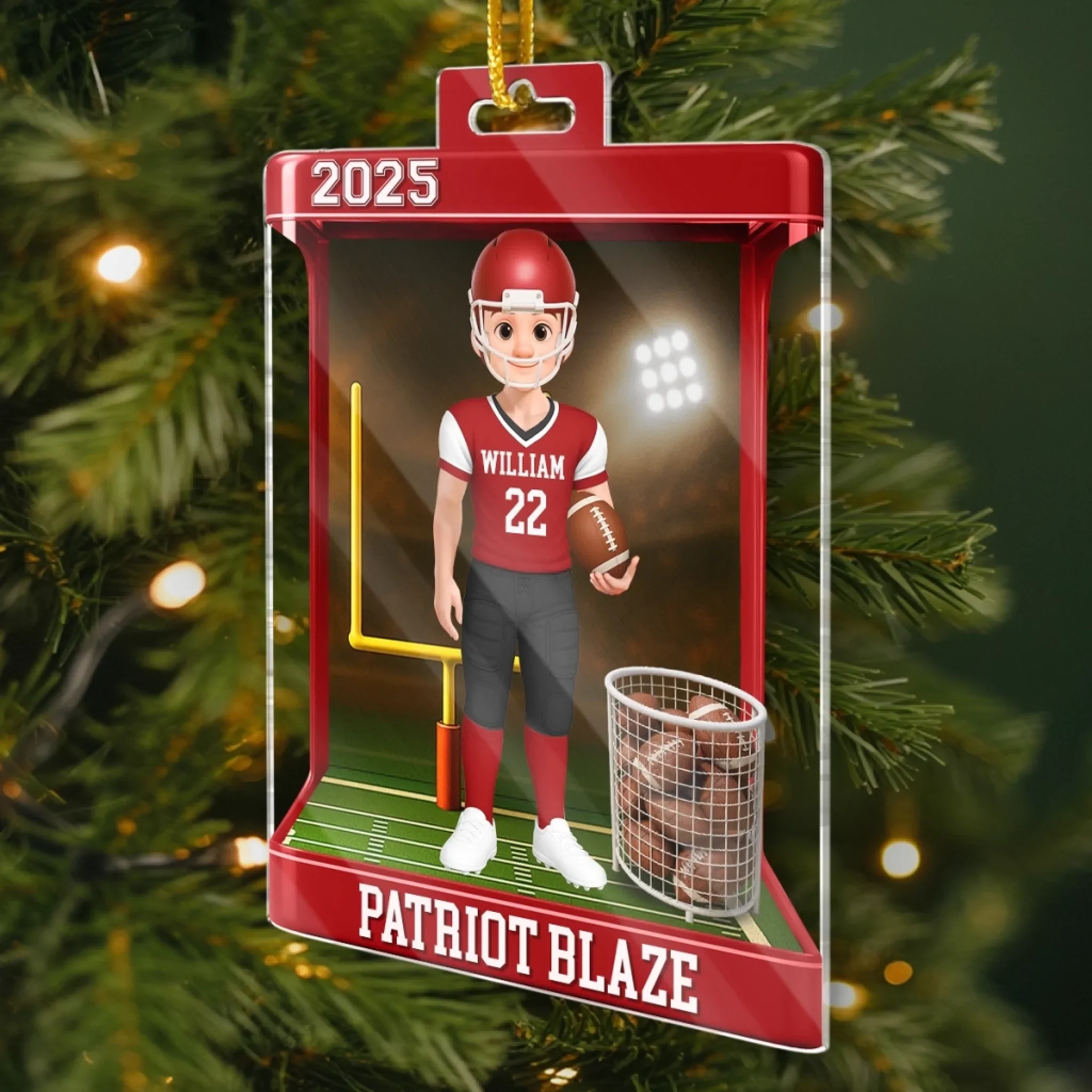 Custom American Football Acrylic Ornament - Personalized Christmas Birthday American Football Gifts For Football Lovers, Sports Fans, Sports Lovers - Born To Play - Image 3