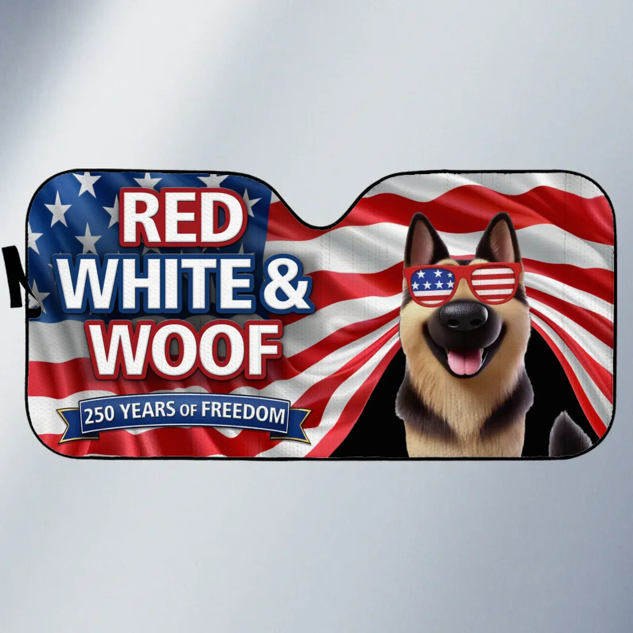 Custom Auto Windshield Sunshade, Car Window Protector - Personalized America 250th Anniversary Gifts For Dog Lovers, Dog Dad And Mom - Patriotic Pup On Duty - Image 2