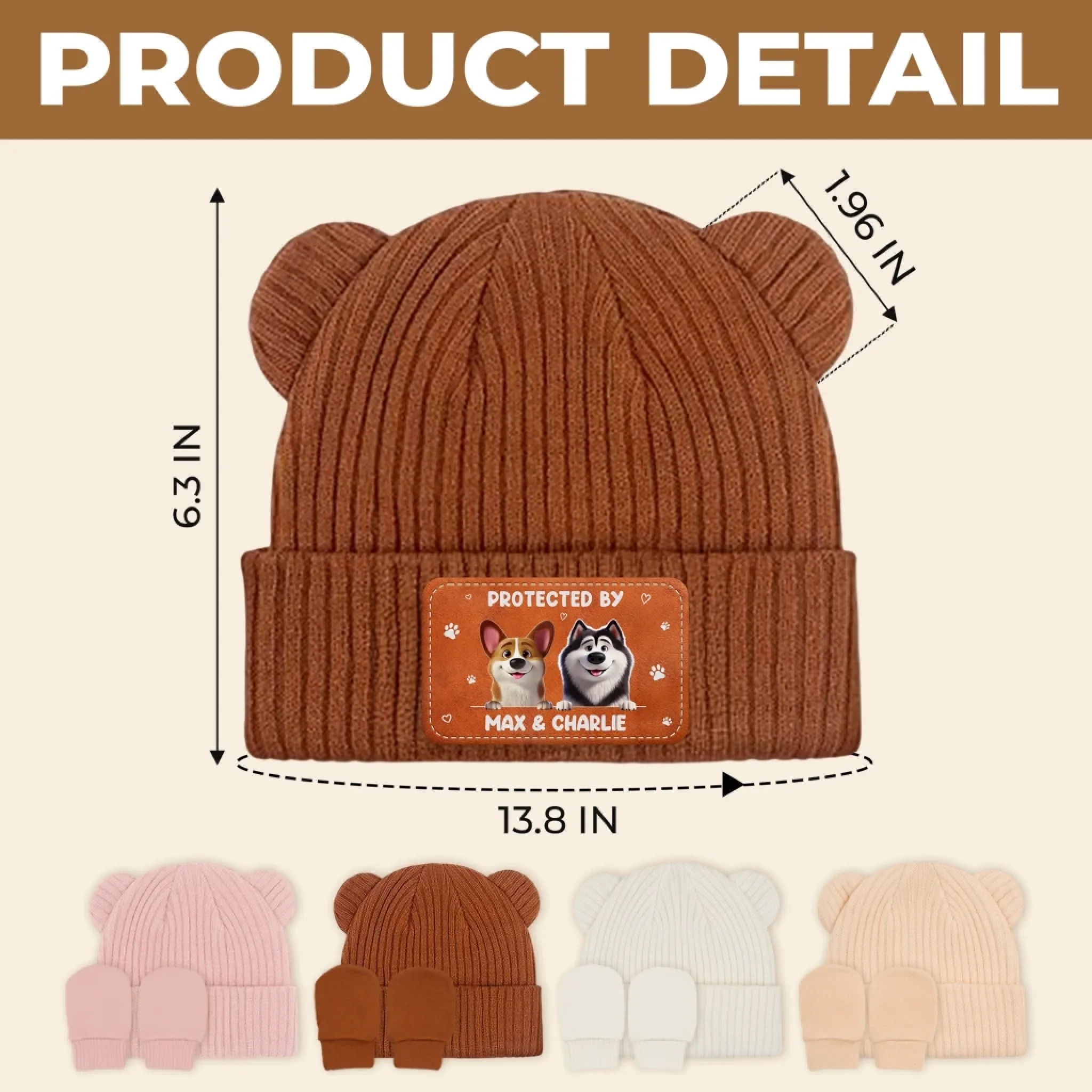 Custom Baby Beanie And Mittens Set - Personalized Baby Shower, Gender Reveal Gifts For New Moms, New Dads, New Parents, Dog Dad And Mom - New Beginnings Wrapped In Love - Image 7
