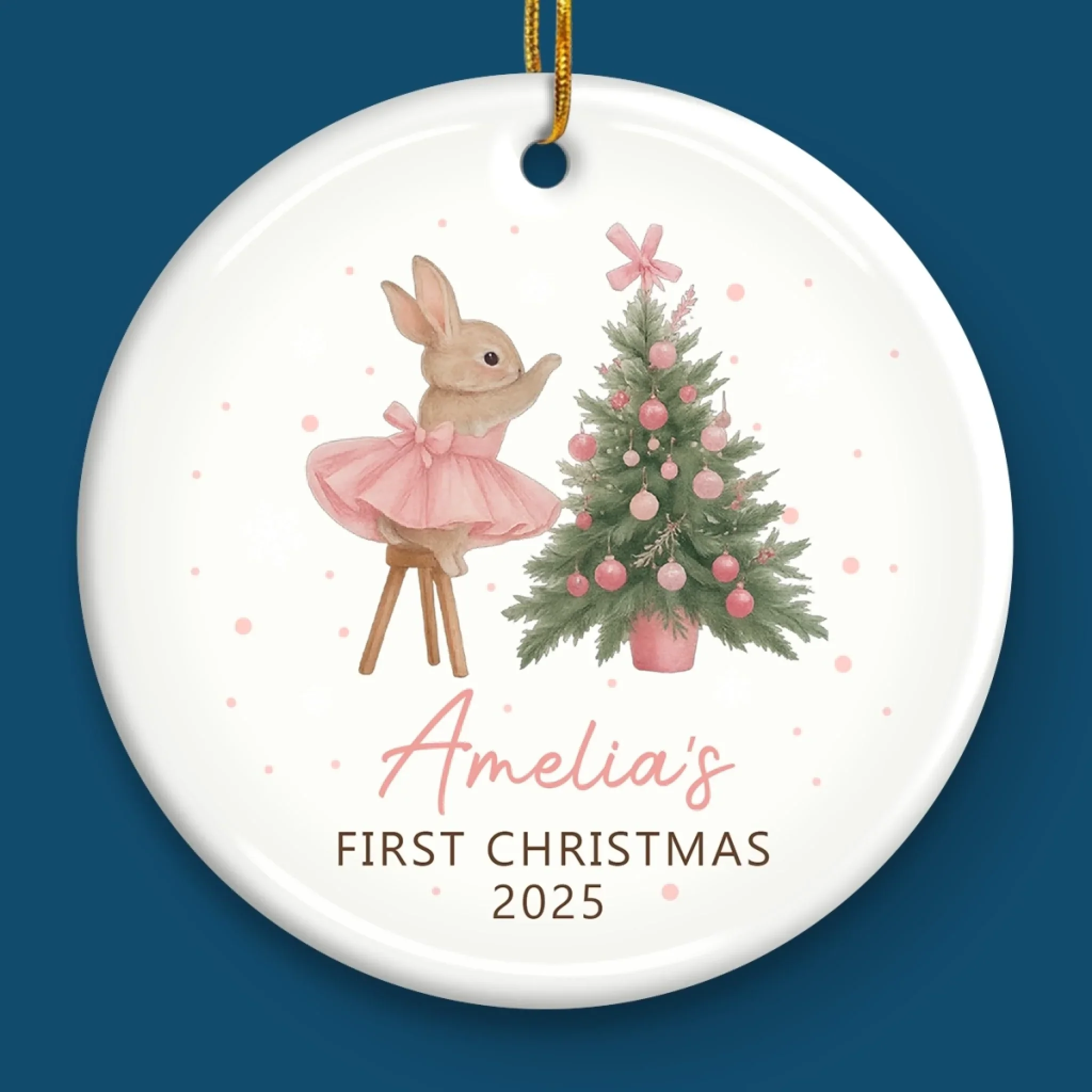 Custom Baby First Christmas Ceramic Ornament - Personalized Christmas Baby Shower, Gender Reveal Gifts For New Moms, New Dads, New Parents - Little Joy Big Love - Image 3