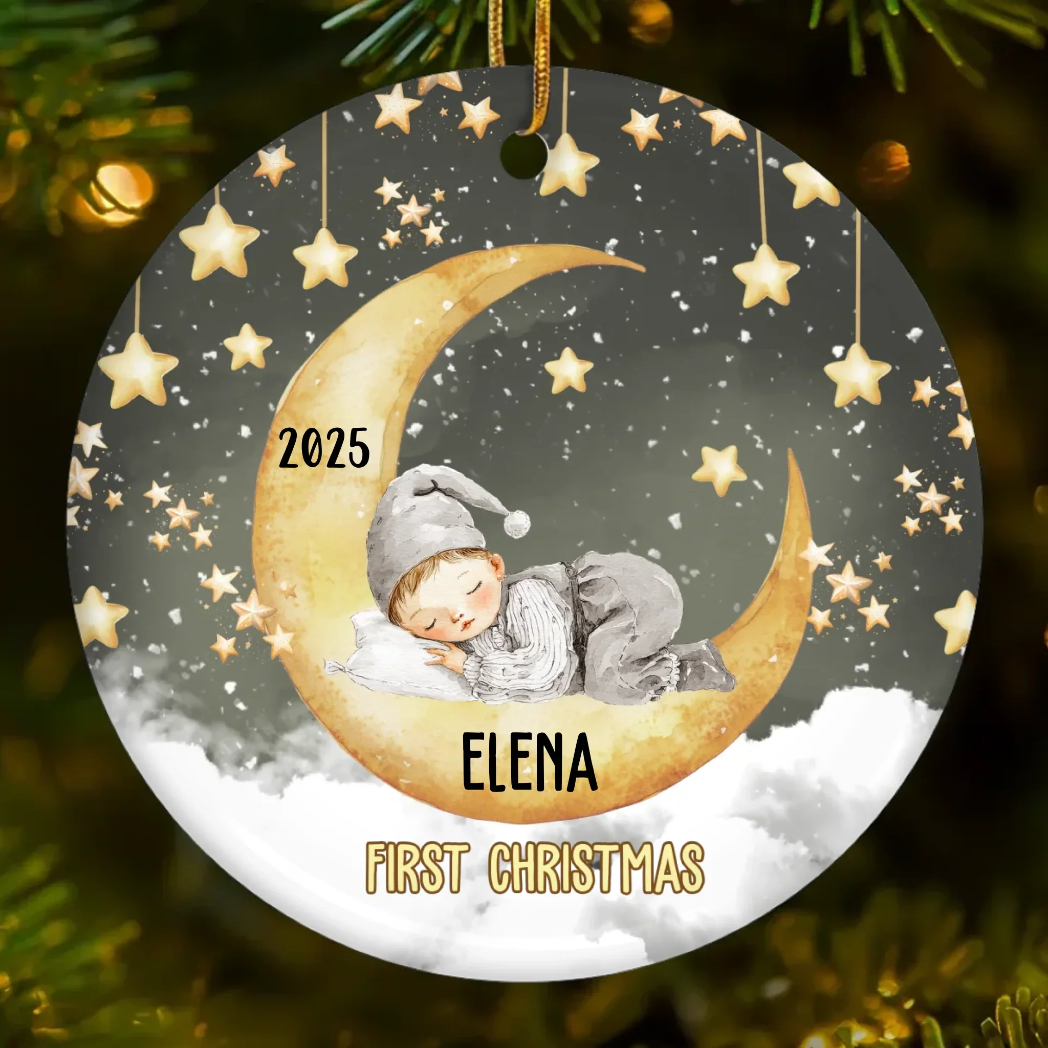 Custom Baby First Christmas Ceramic Ornament - Personalized Christmas Baby Shower, Gender Reveal Gifts For New Moms, New Dads, New Parents - Official Christmas Cutie - Image 2