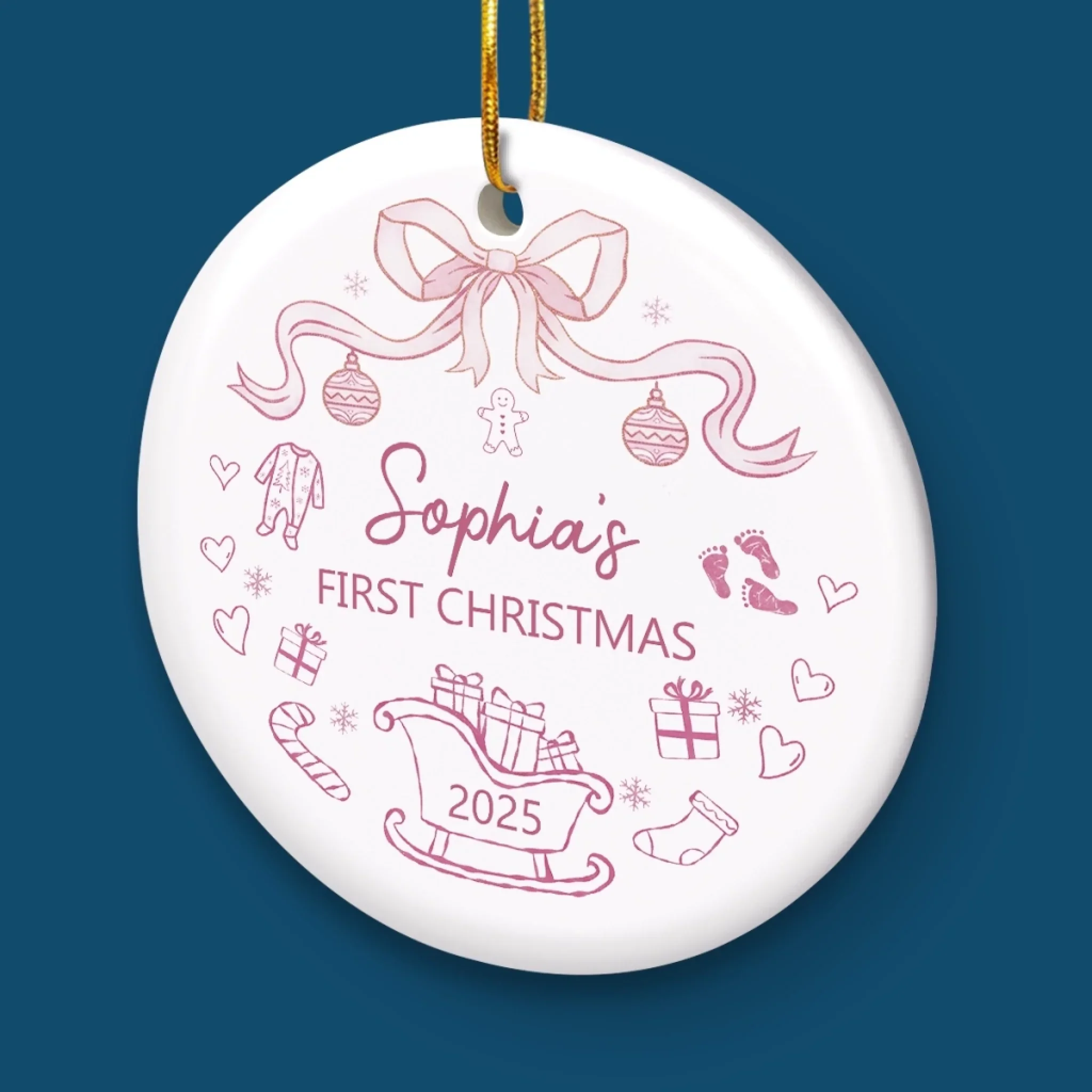 Custom Baby First Christmas Ceramic Ornament - Personalized Christmas Baby Shower, Gender Reveal Gifts For New Moms, New Dads, New Parents - Tiny Wonder - Image 5