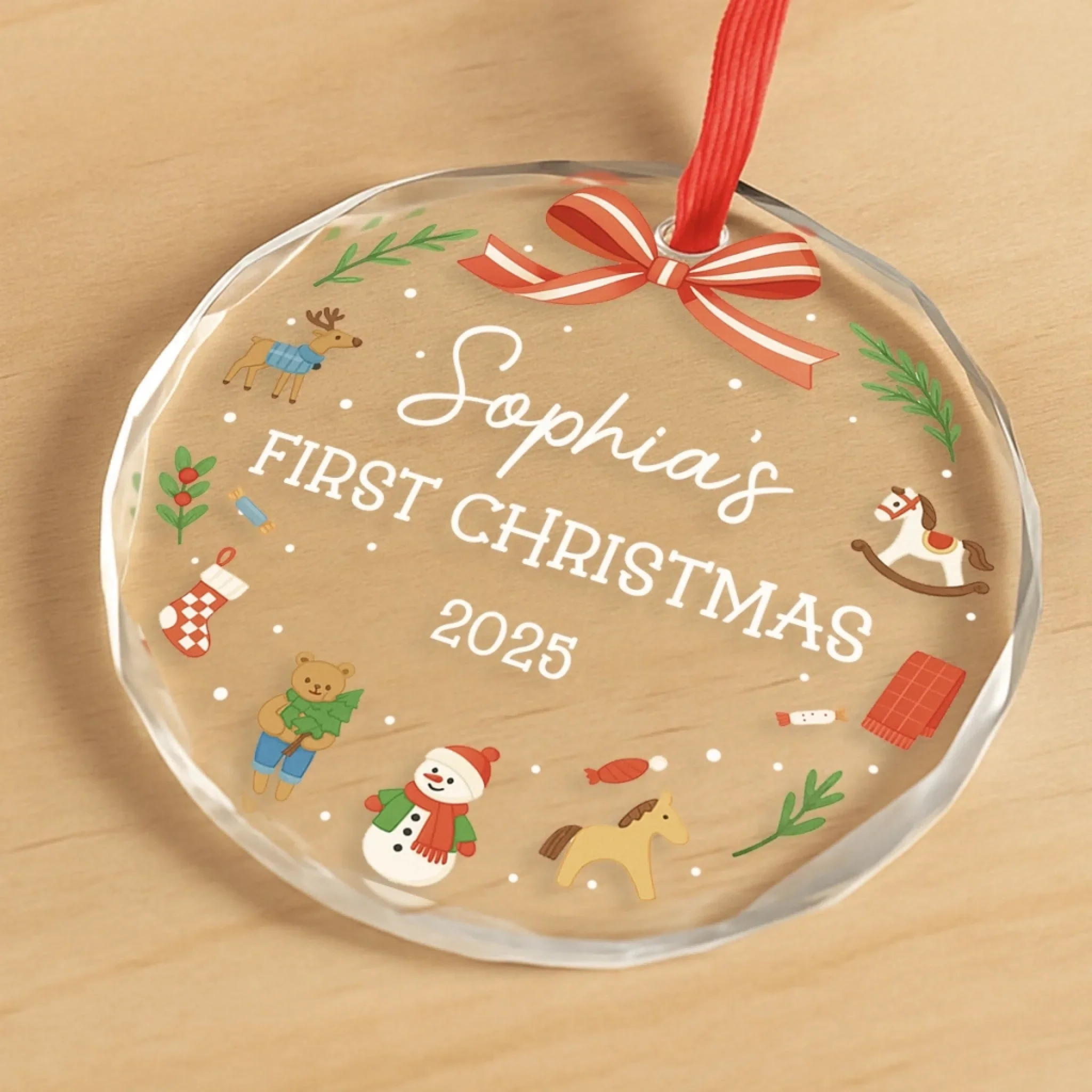 Custom Baby First Christmas Glass Ornament - Personalized Christmas Baby Shower, Gifts For New Moms, New Dads, New Parents - Baby’s First Sparkle - Image 3