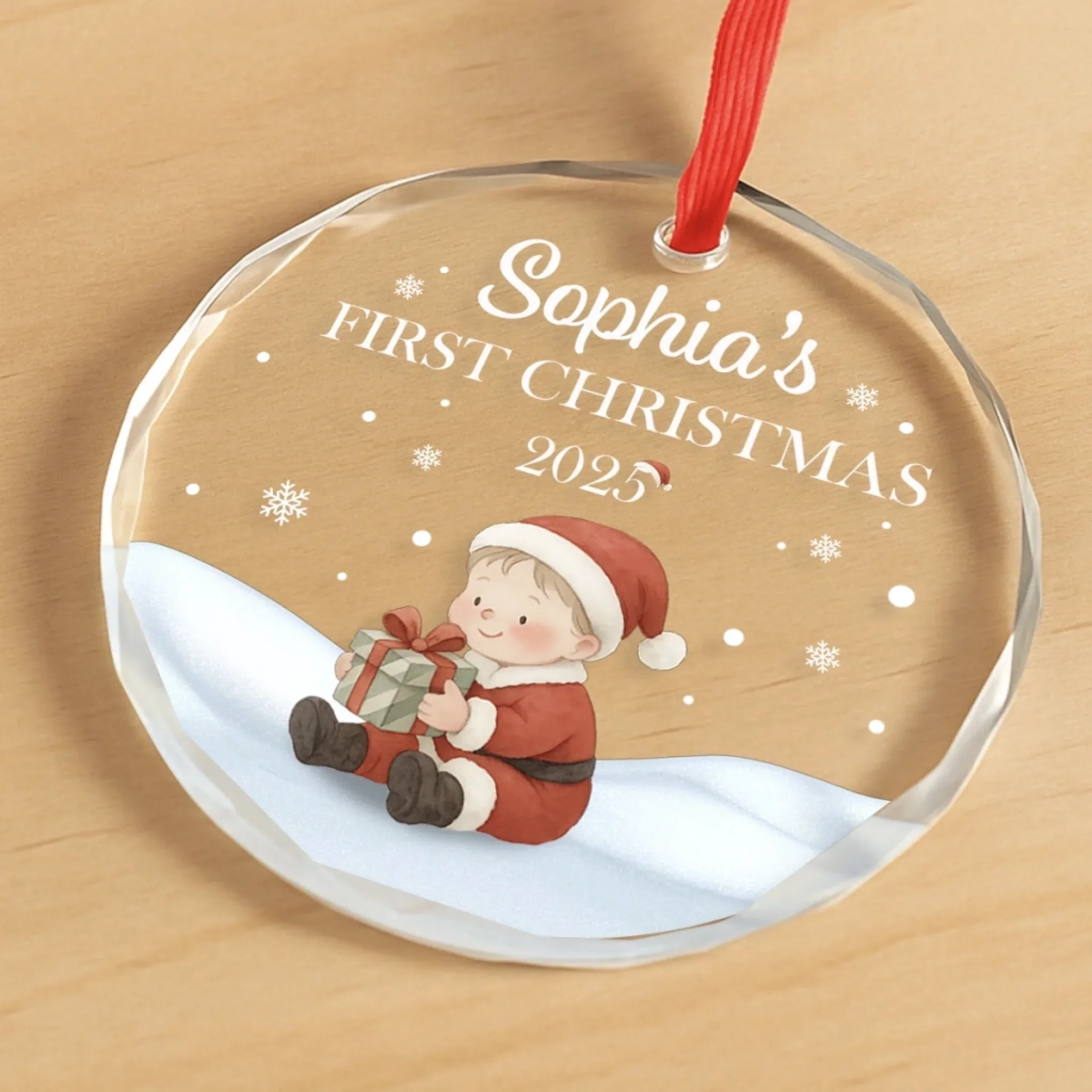 Custom Baby First Christmas Glass Ornament - Personalized Christmas Baby Shower, Gifts For New Moms, New Dads, New Parents - First Snowflake, First Christmas - Image 3