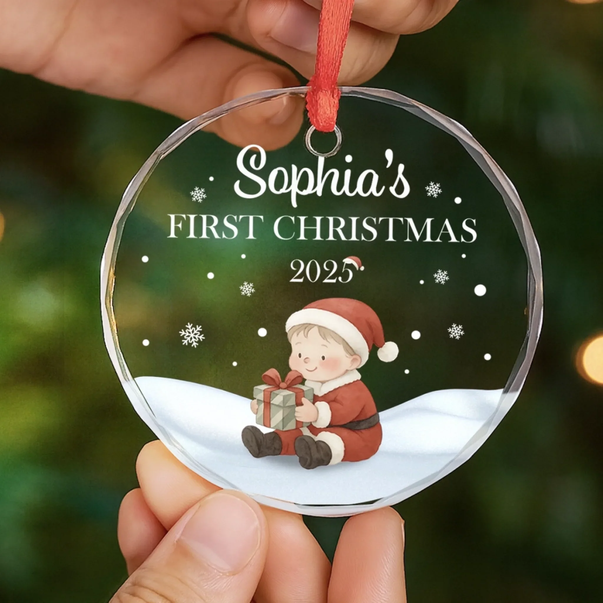 Custom Baby First Christmas Glass Ornament - Personalized Christmas Baby Shower, Gifts For New Moms, New Dads, New Parents - First Snowflake, First Christmas - Image 5