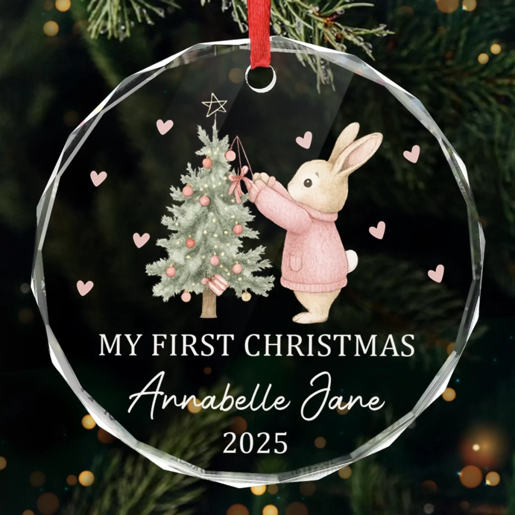Custom Baby First Christmas Glass Ornament - Personalized Christmas Baby Shower, Gifts For New Moms, New Dads, New Parents - Tiny But Mighty Christmas Cheer - Image 2