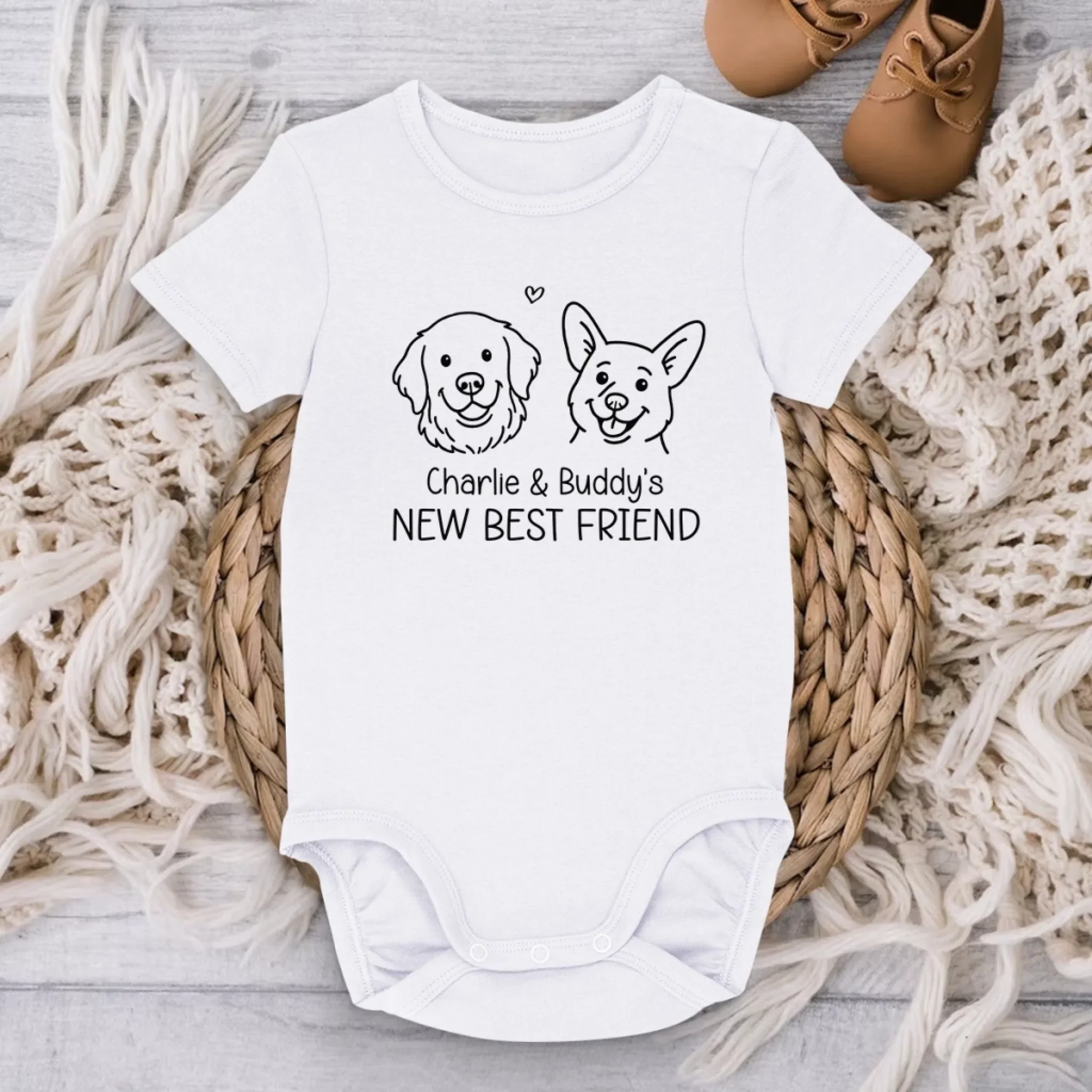 Custom Baby Onesie - Personalized Baby Shower, Gender Reveal Gifts For New Moms, New Dads, New Parents, Dog Dad And Mom - Newbie On The Dog Squad - Image 3