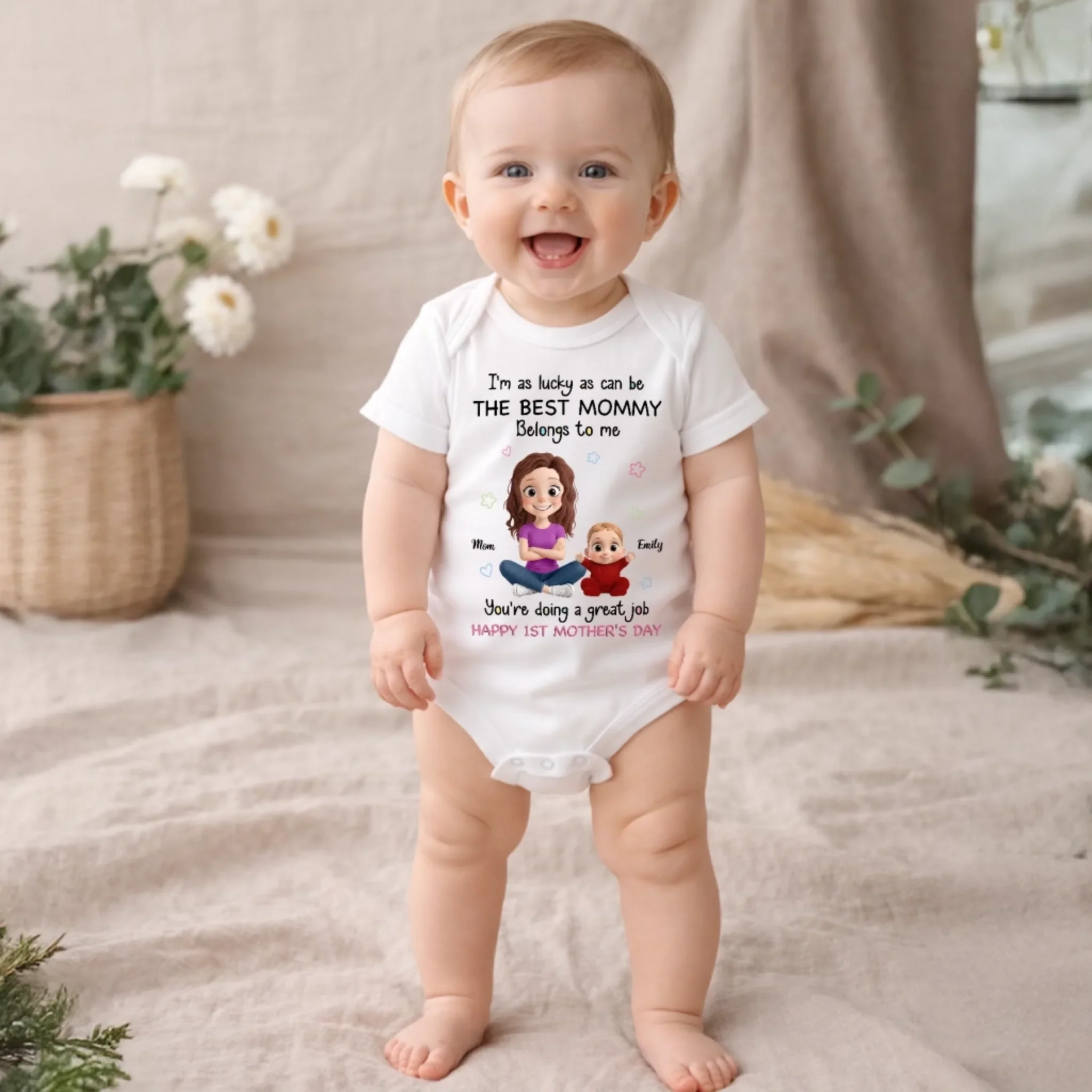 Custom Baby Onesie - Personalized Baby Shower, Gender Reveal Gifts For New Moms, New Dads, New Parents - The Best Mom Belongs To Me - Image 5
