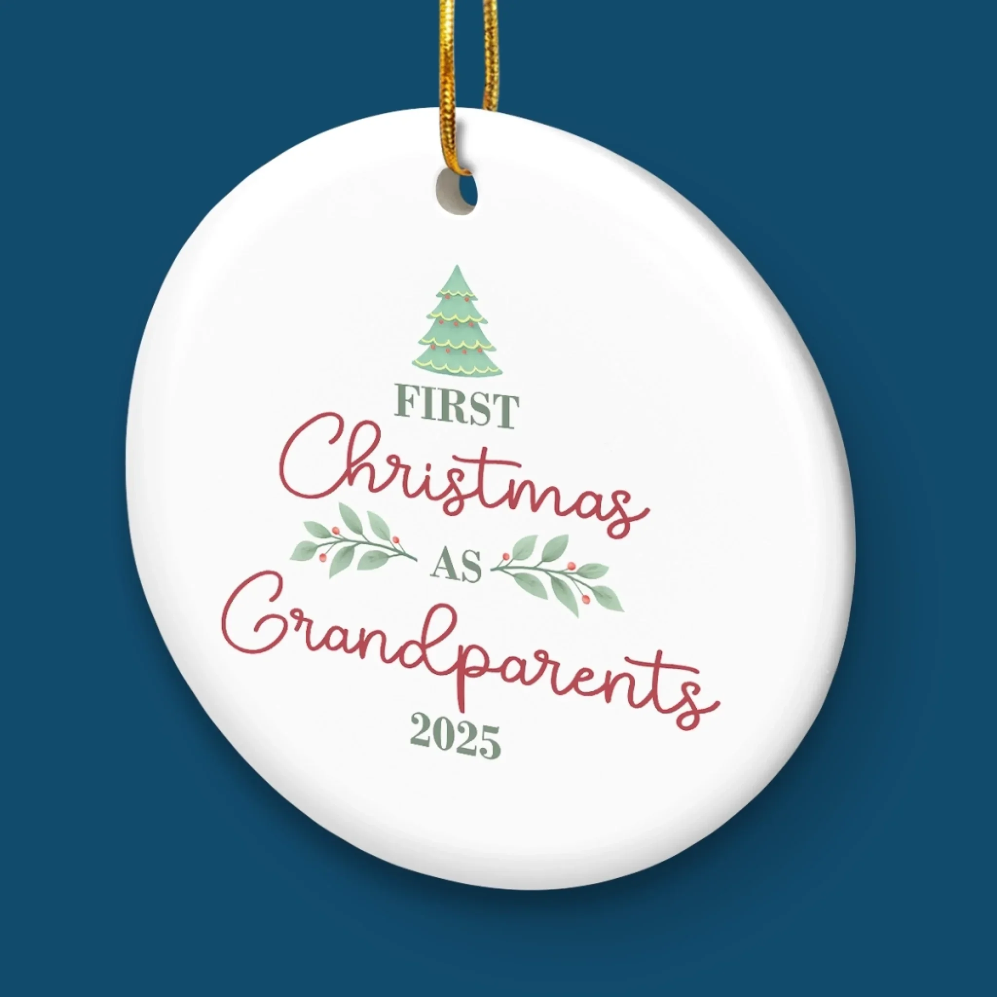 Custom Baby's First Christmas Grandparents Ceramic Ornament - Personalized Christmas Birthday Gifts For First Time Grandparents, Future Grandpa and Grandma, Family - Christmas Crew Got Cuter - Image 5