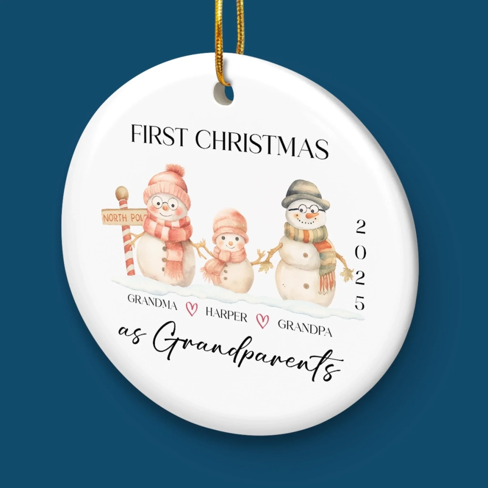 Custom Baby's First Christmas Grandparents Ceramic Ornament - Personalized Christmas Birthday Gifts For First Time Grandparents, Future Grandpa and Grandma, Family - Christmas Feels New Again - Image 5