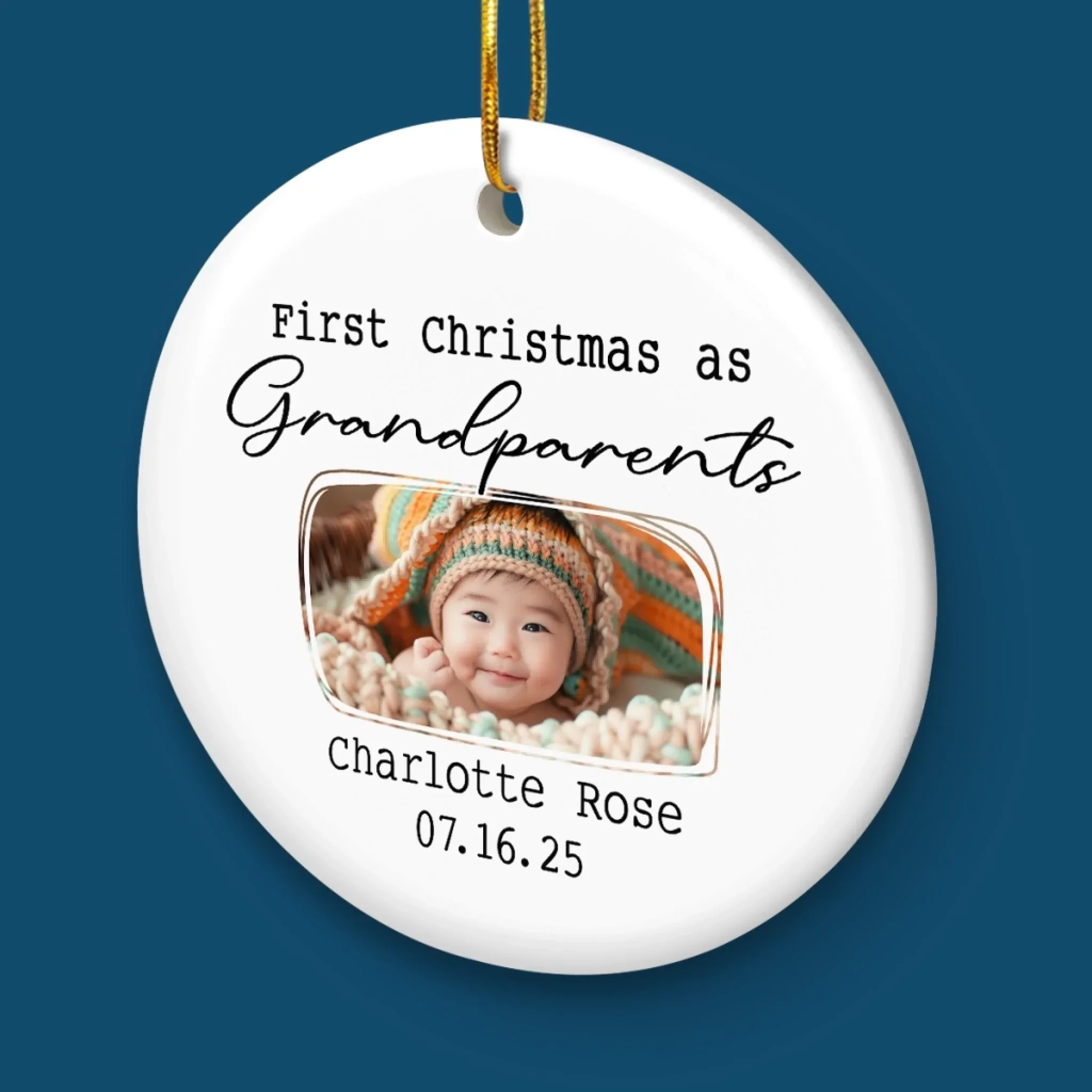 Custom Baby's First Christmas Grandparents Ceramic Ornament - Personalized Christmas Birthday Gifts For First Time Grandparents, Future Grandpa and Grandma, Family  - Grandma And Grandpa Season - Image 5