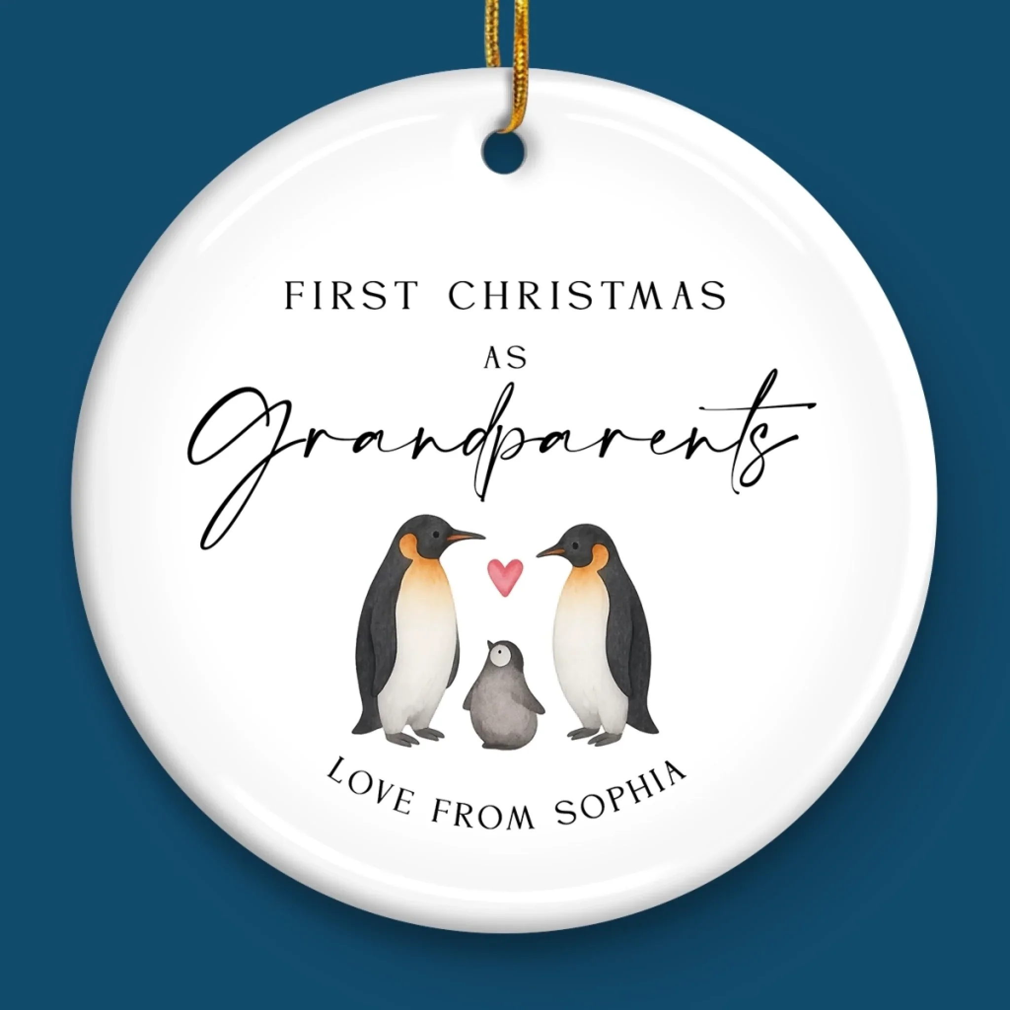 Custom Baby's First Christmas Grandparents Ceramic Ornament - Personalized Christmas Birthday Gifts For First Time Grandparents, Future Grandpa and Grandma, Family - Joy Begins With Grandbaby - Image 4