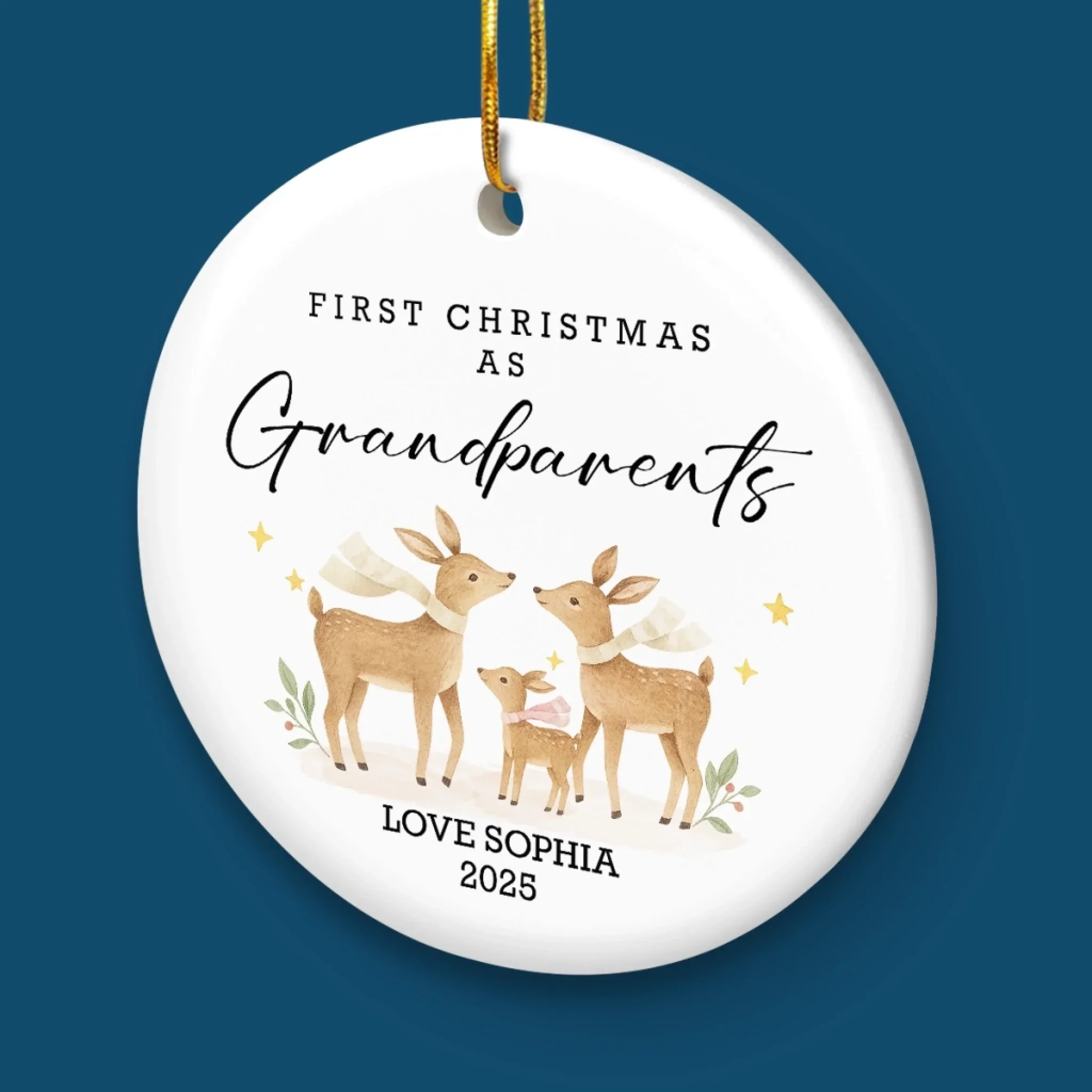 Custom Baby's First Christmas Grandparents Ceramic Ornament - Personalized Christmas Birthday Gifts For First Time Grandparents, Future Grandpa and Grandma, Family - New Little Christmas Miracle - Image 5