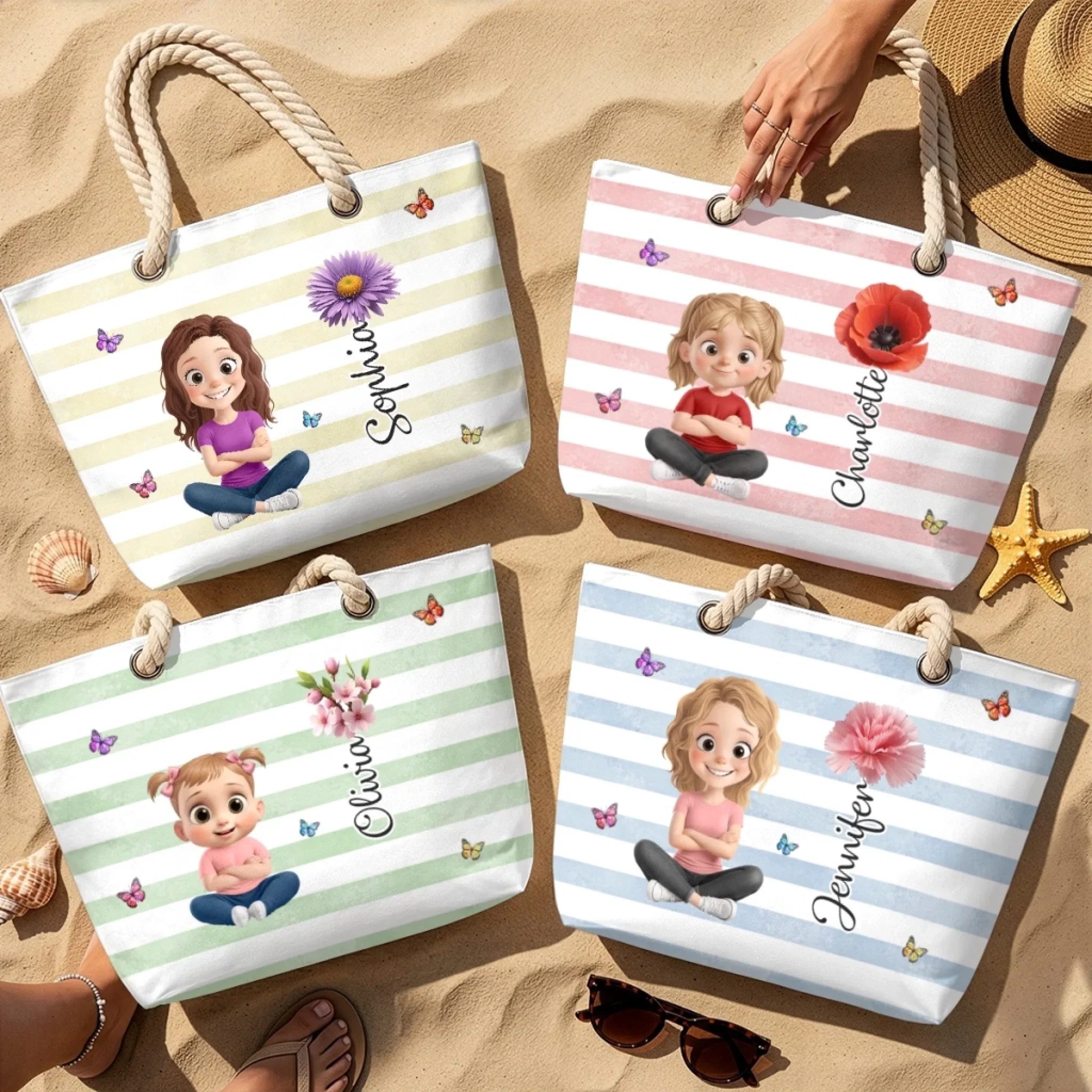 Custom Beach Bag - Personalized Summer Vacation And Travel Gifts For Best Friends, Family - Vitamin Sea Therapy