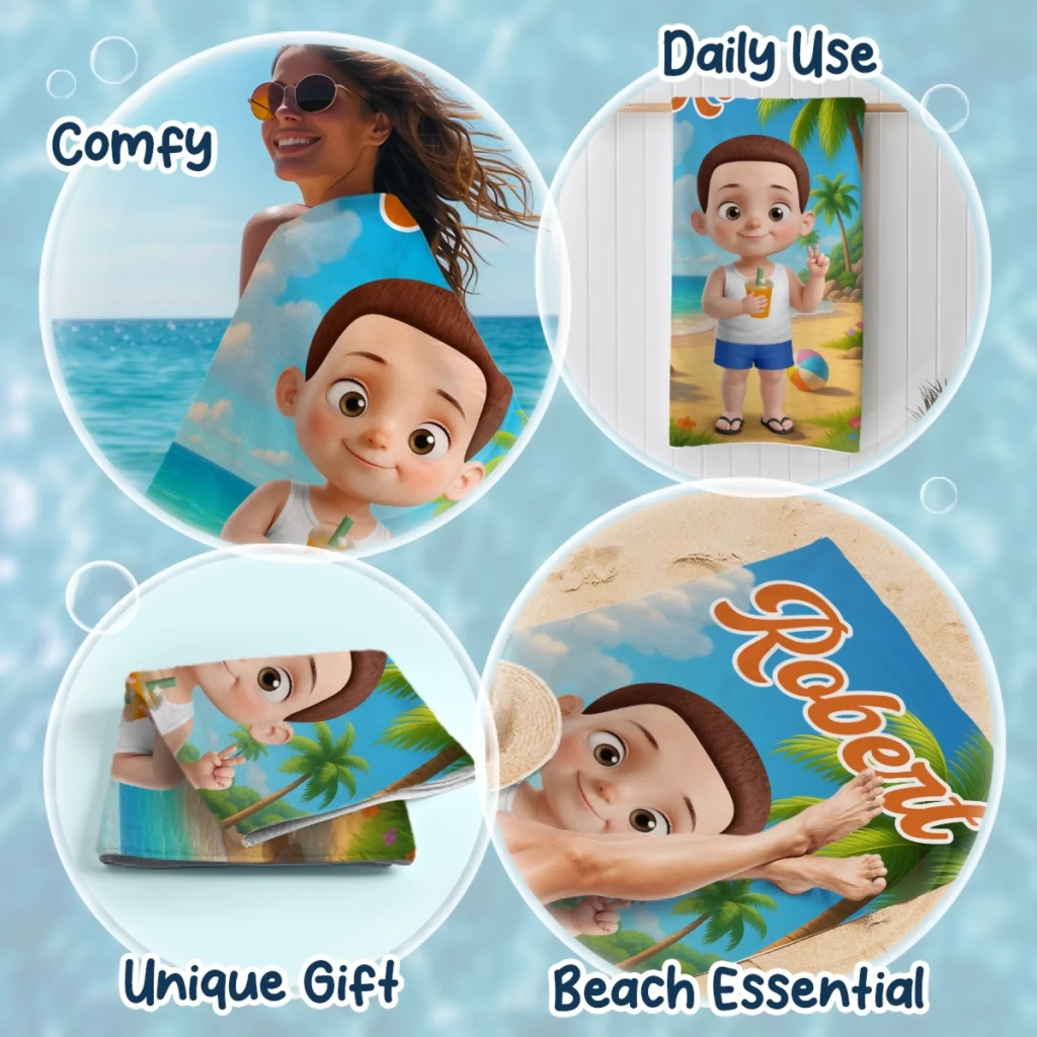 Custom Beach Towel - Personalized Summer Vacation And Travel Gifts For Family, Kids - Pool Party Pro - Image 4