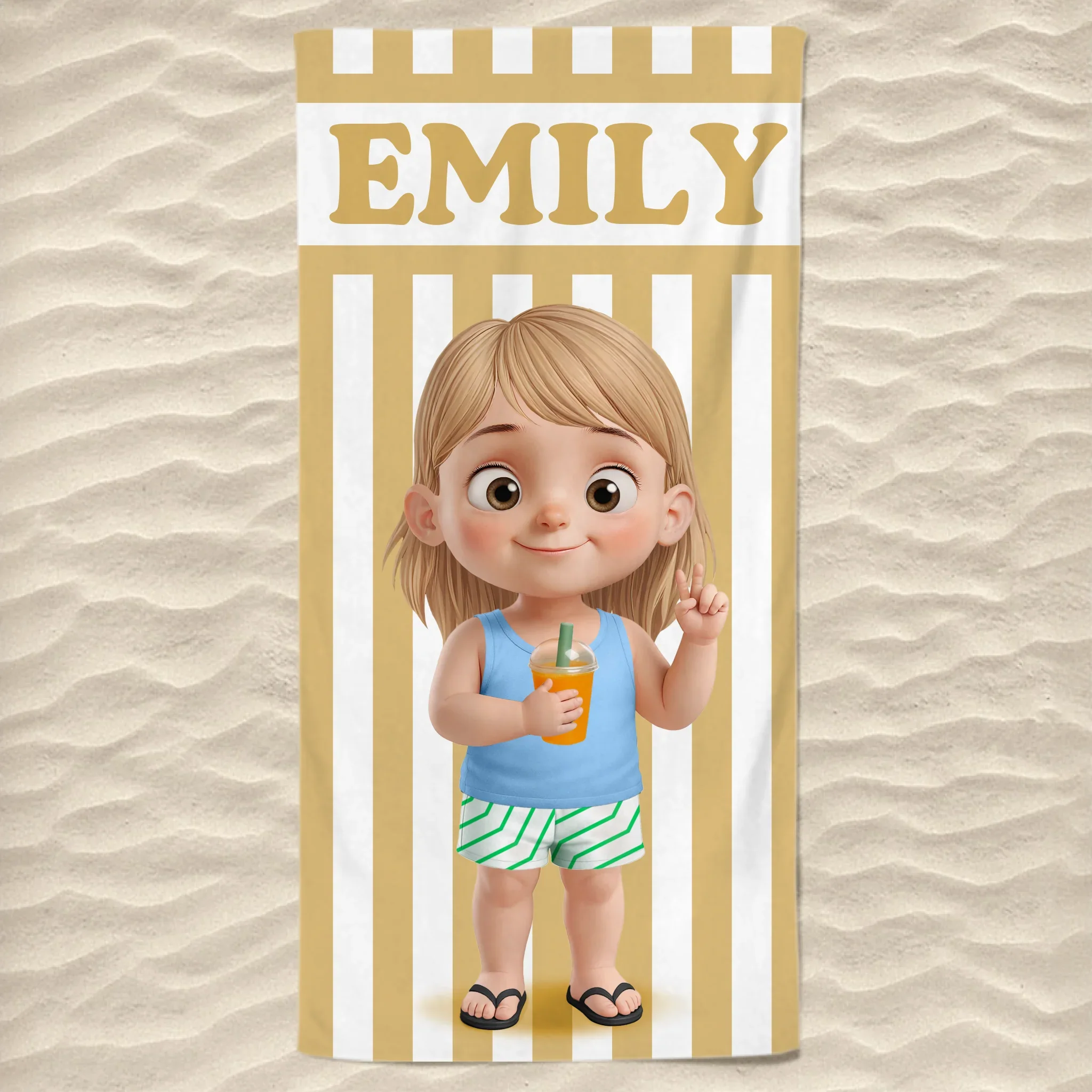 Custom Beach Towel - Personalized Summer Vacation And Travel Gifts For Family, Kids - Poolside Cuteness Overload - Image 2