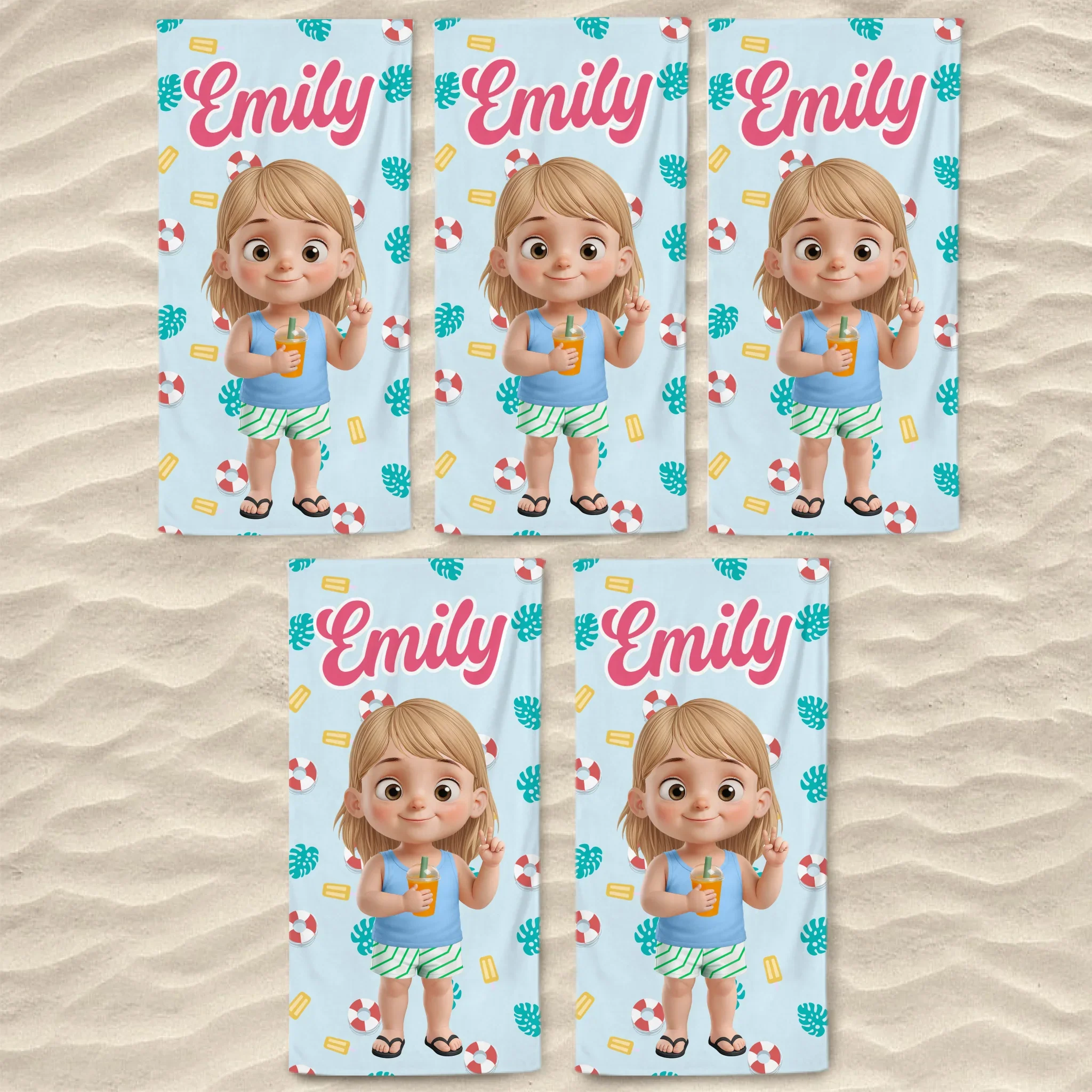 Custom Beach Towel - Personalized Summer Vacation And Travel Gifts For Family, Kids - Summer Splash Vibes Only - Image 9