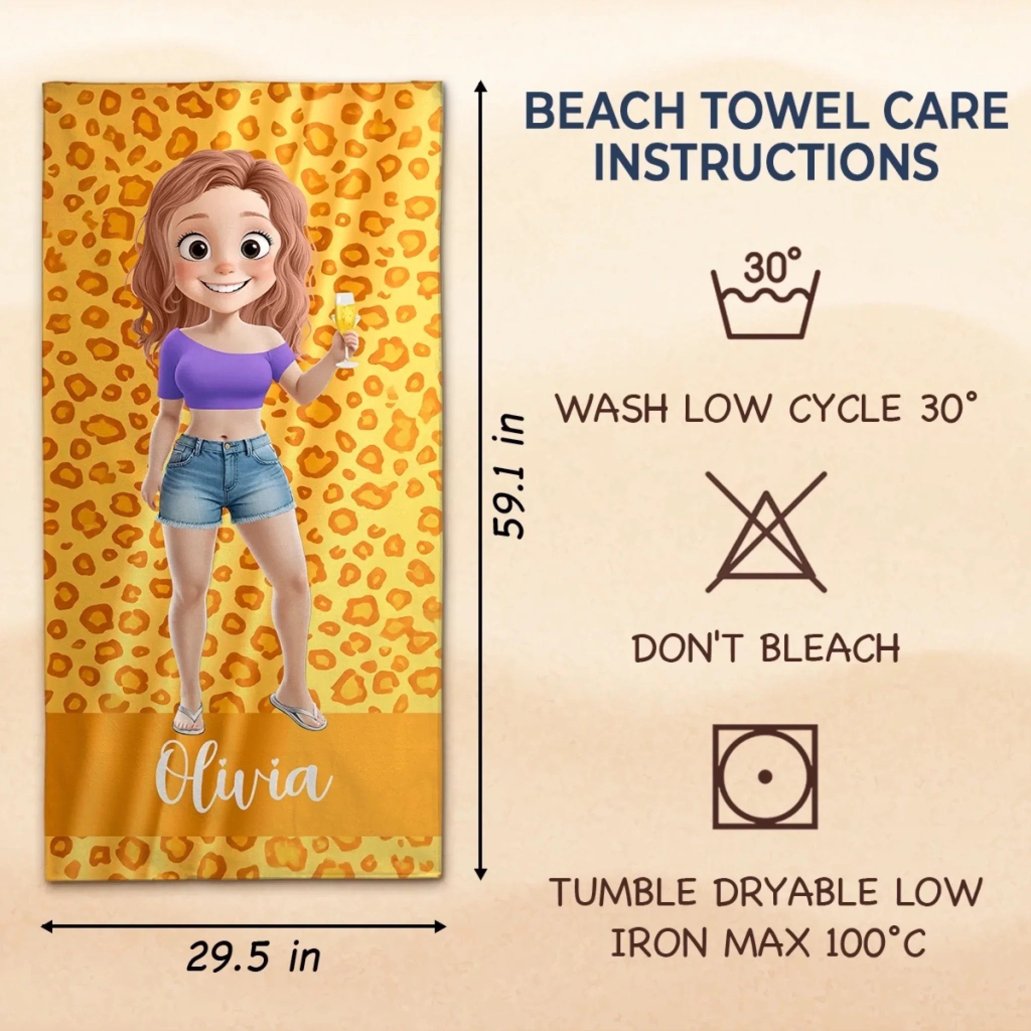 Custom Beach Towel - Personalized Summer Vacation And Travel Gifts For Women - Sun, Sand, And Sips - Image 6