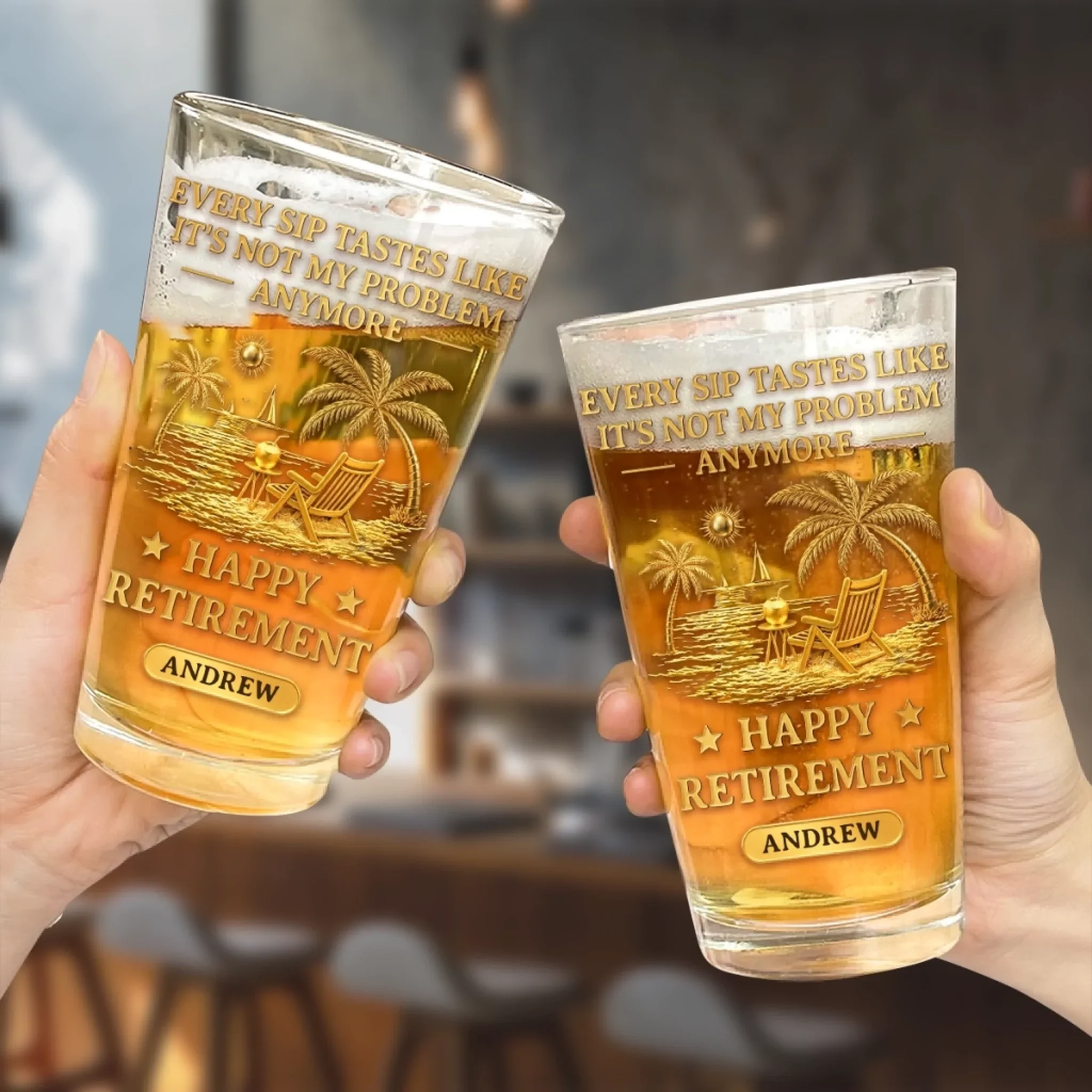 Custom Beer Glass - Personalized Retirement Gifts For Women, Men - Cheers To A Life Well Earned - Image 3