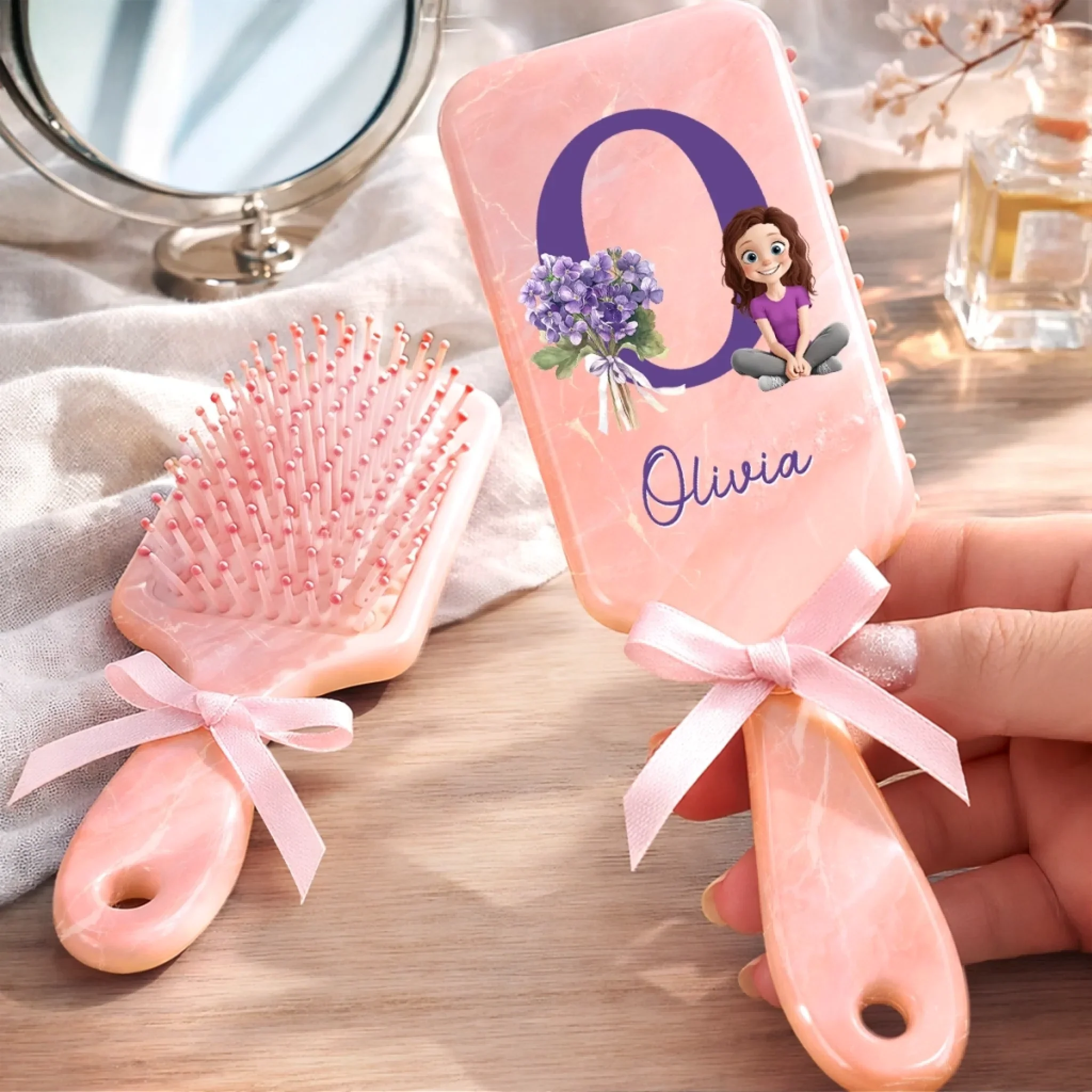 Custom Birth Month Flower Paddle Hair Brush - Personalized Thank You Birthday Gifts For Her, Friends, Sisters, Daughters, Mother, Bridesmaid - A Sweet Touch Of Her Own - Image 7