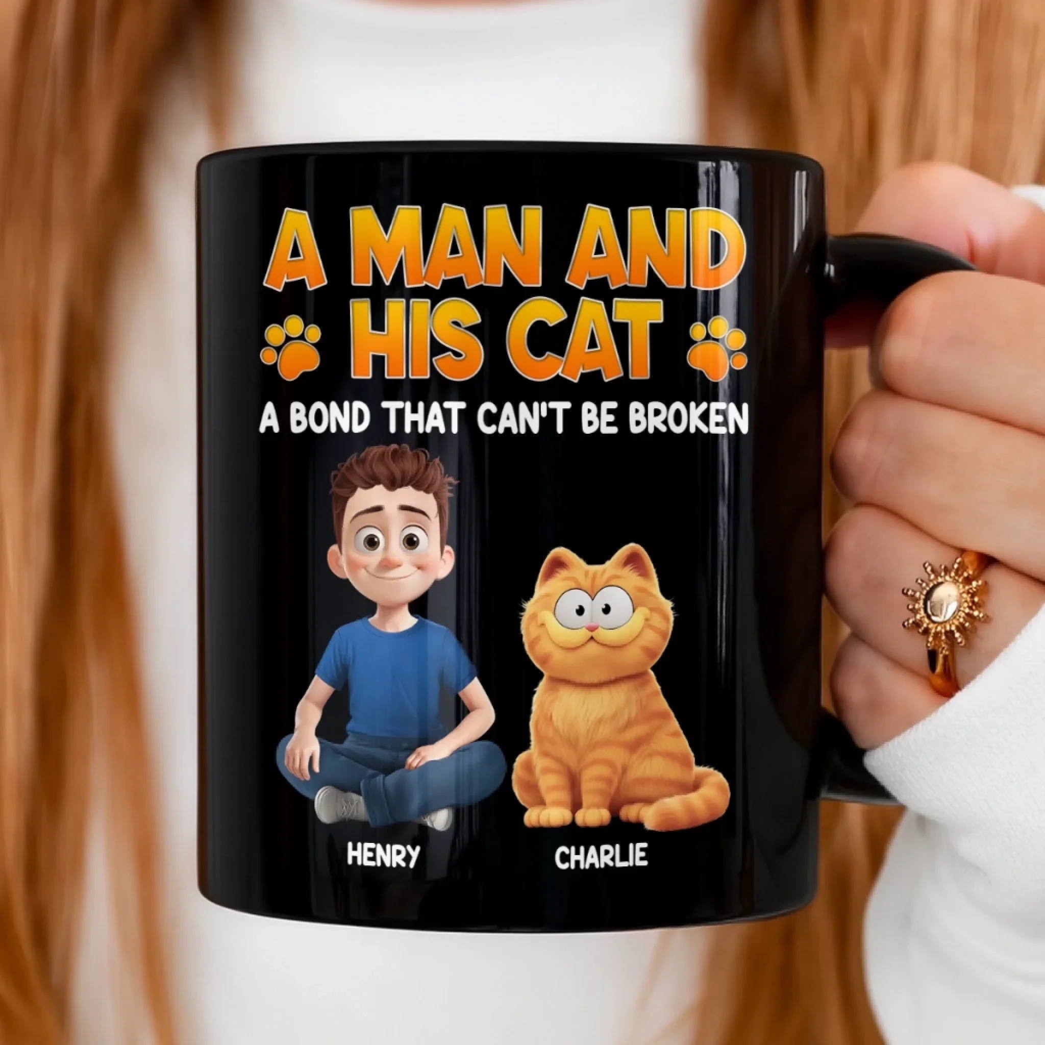Custom Black Mug - Personalized Birthday Gifts For Cat Lovers, Cat Mom And Dad - Purrfect Bond, Purrfect Love - Image 5