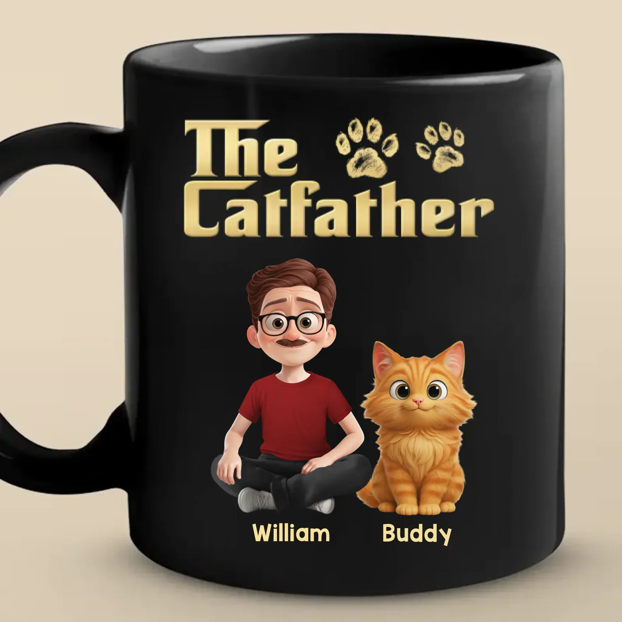 Custom Black Mug - Personalized Birthday Gifts For Cat Lovers, Cat Mom And Dad - This Mug Belongs To The Boss - Image 2